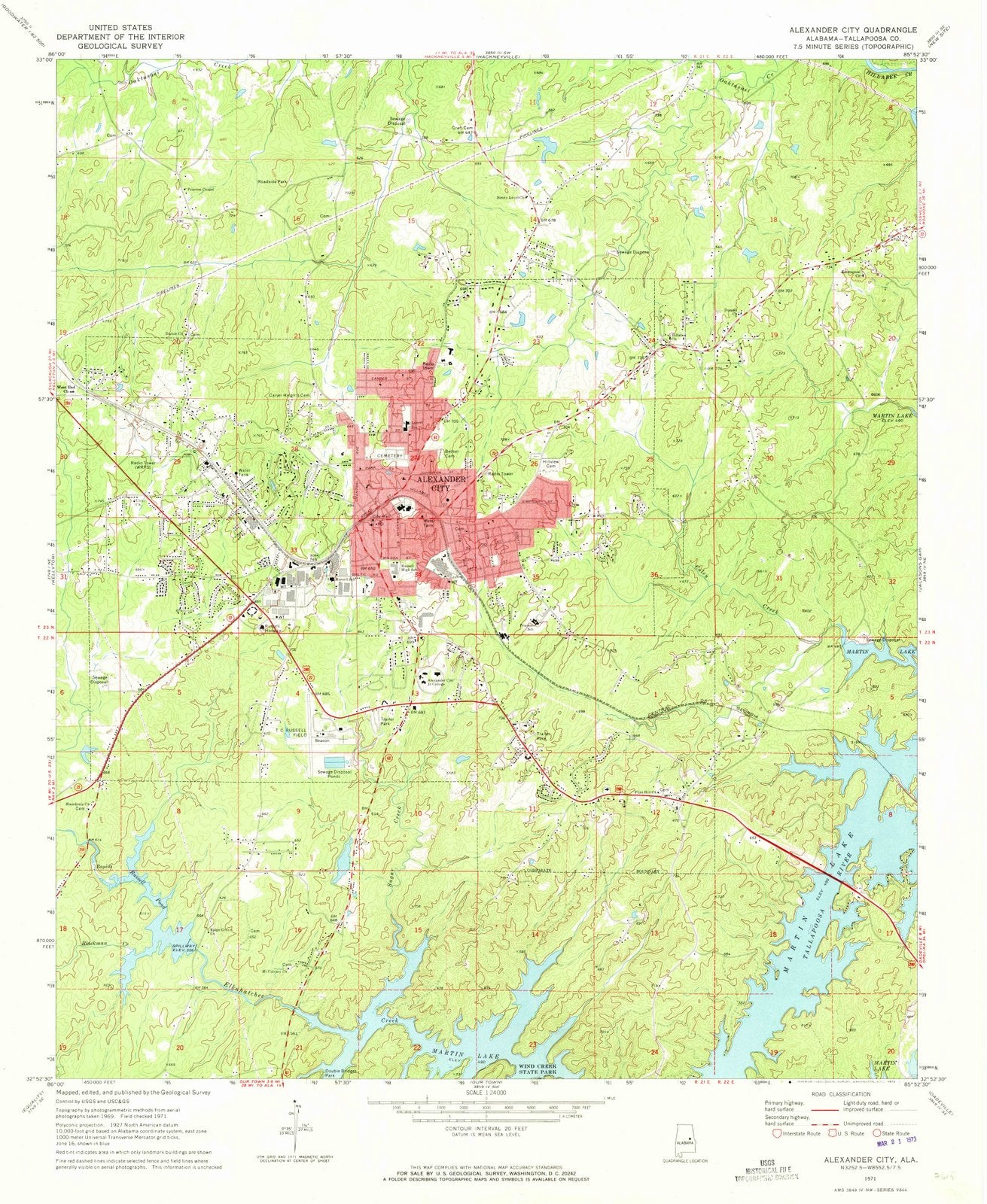 1971 Alexander, AL - Alabama - USGS Topographic Map