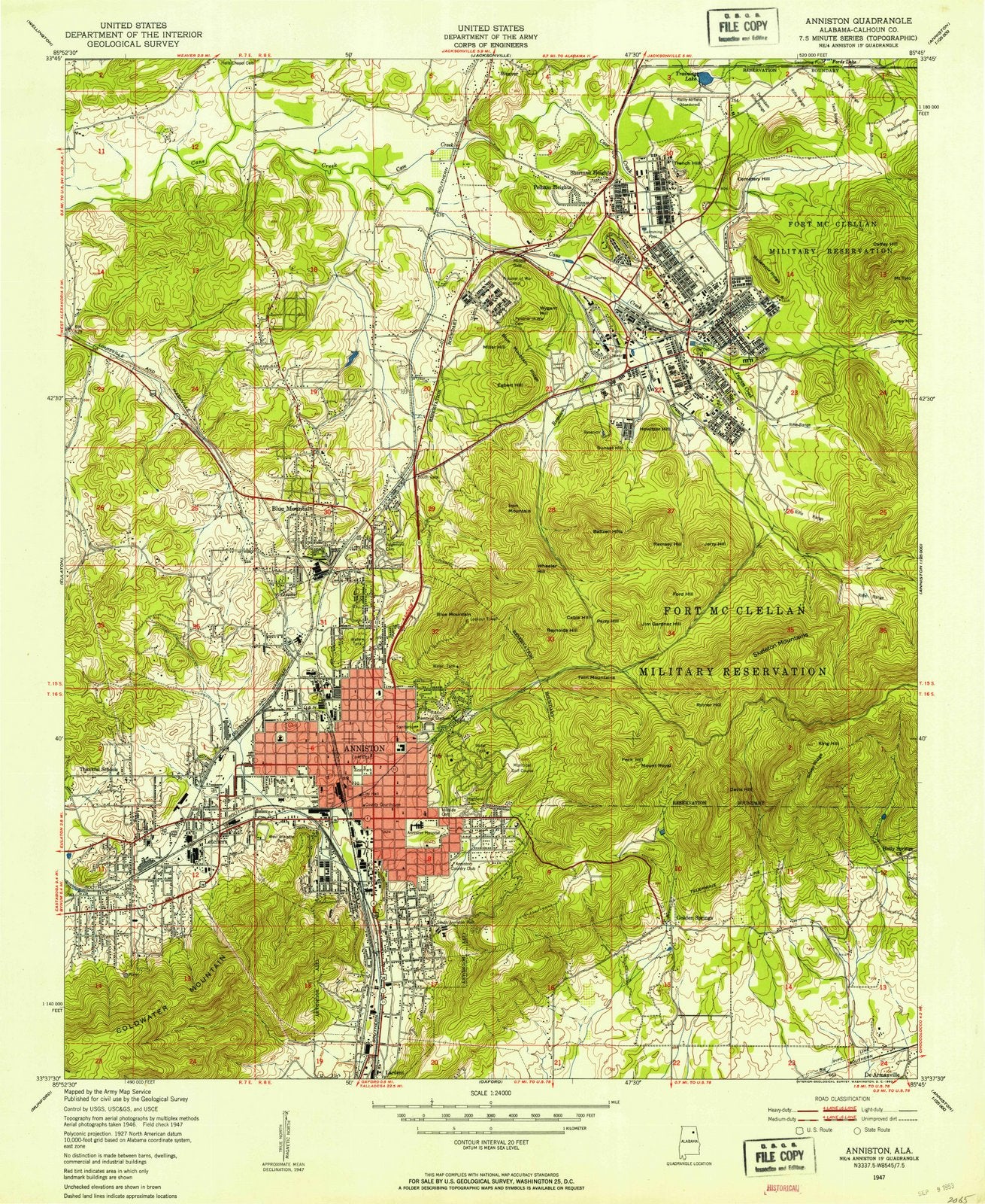 1947 Anniston, AL - Alabama - USGS Topographic Map