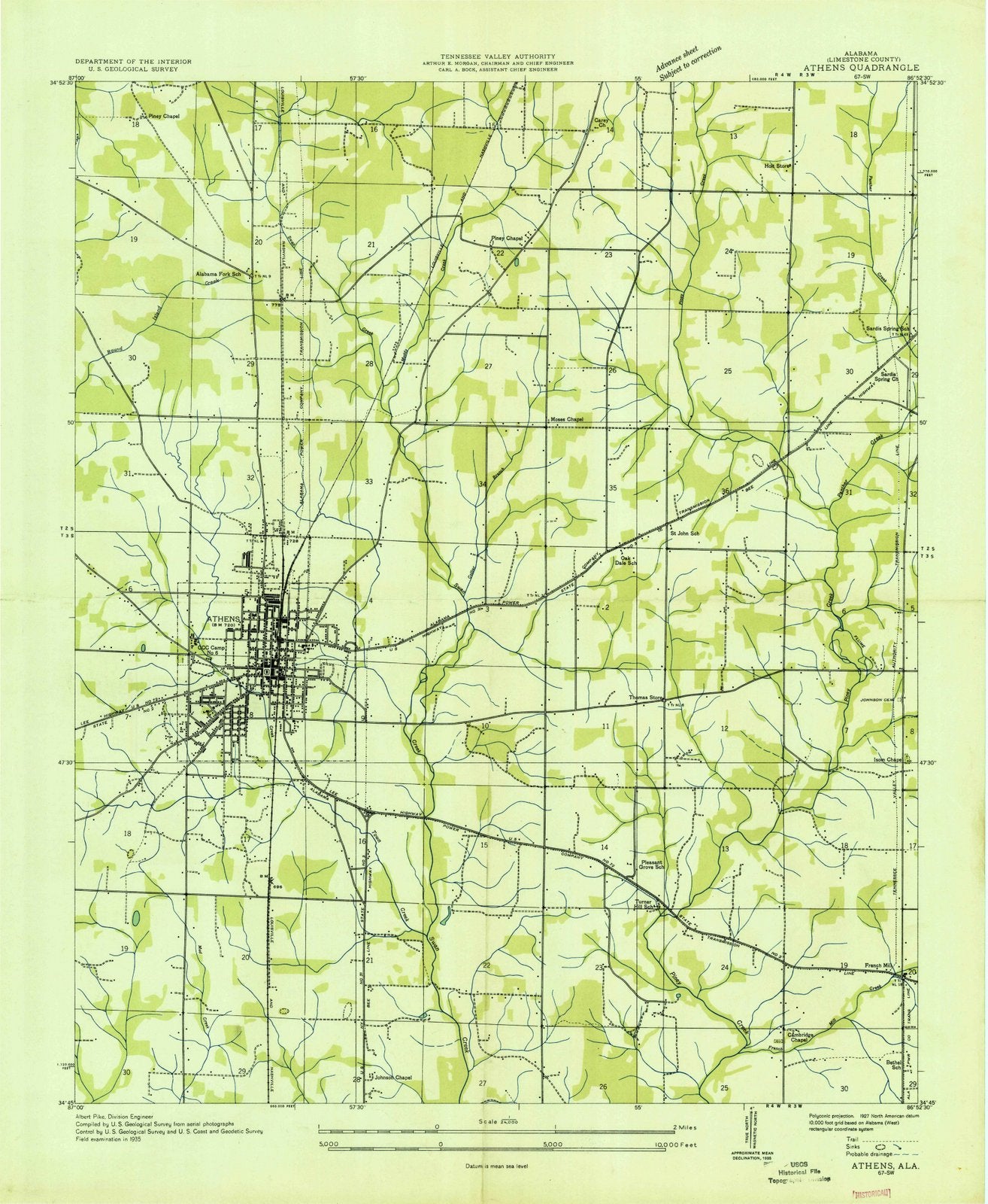 1935 Athens, AL - Alabama - USGS Topographic Map