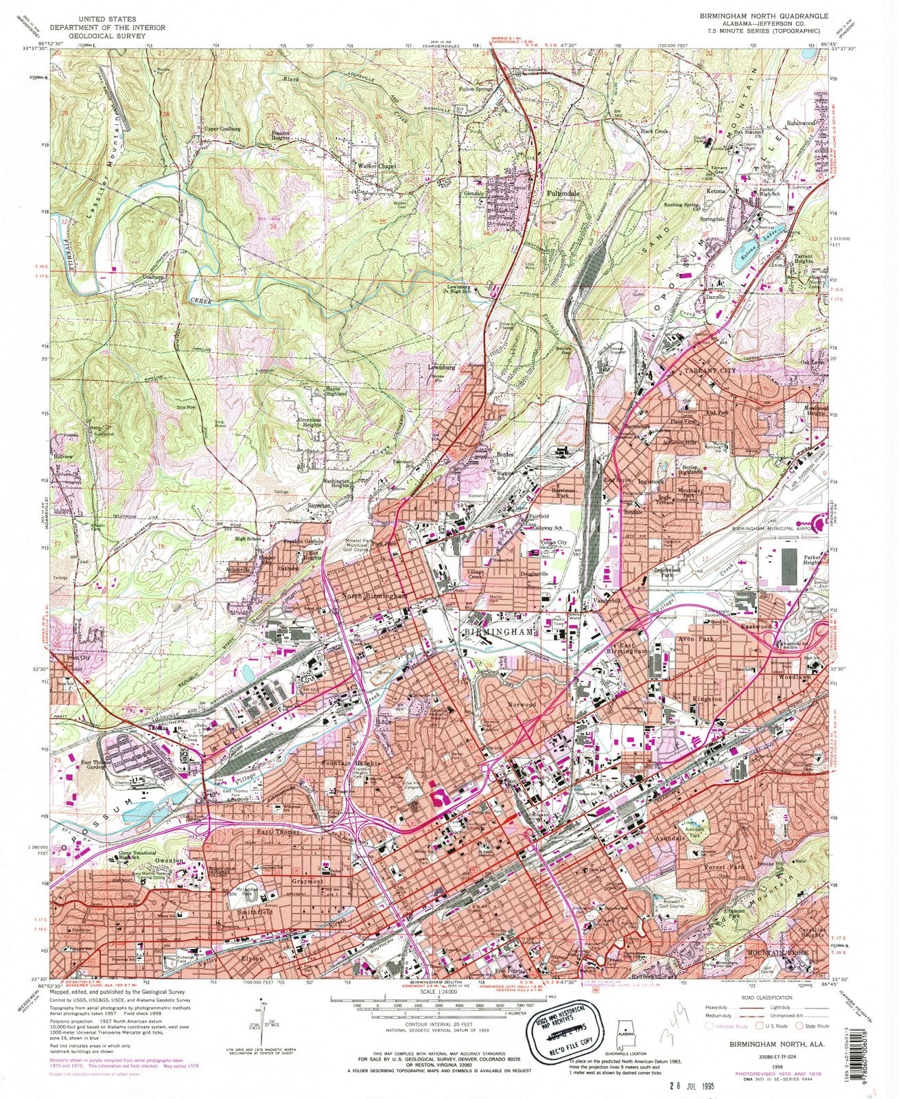 1959 Birmingham North, AL - Alabama - USGS Topographic Map