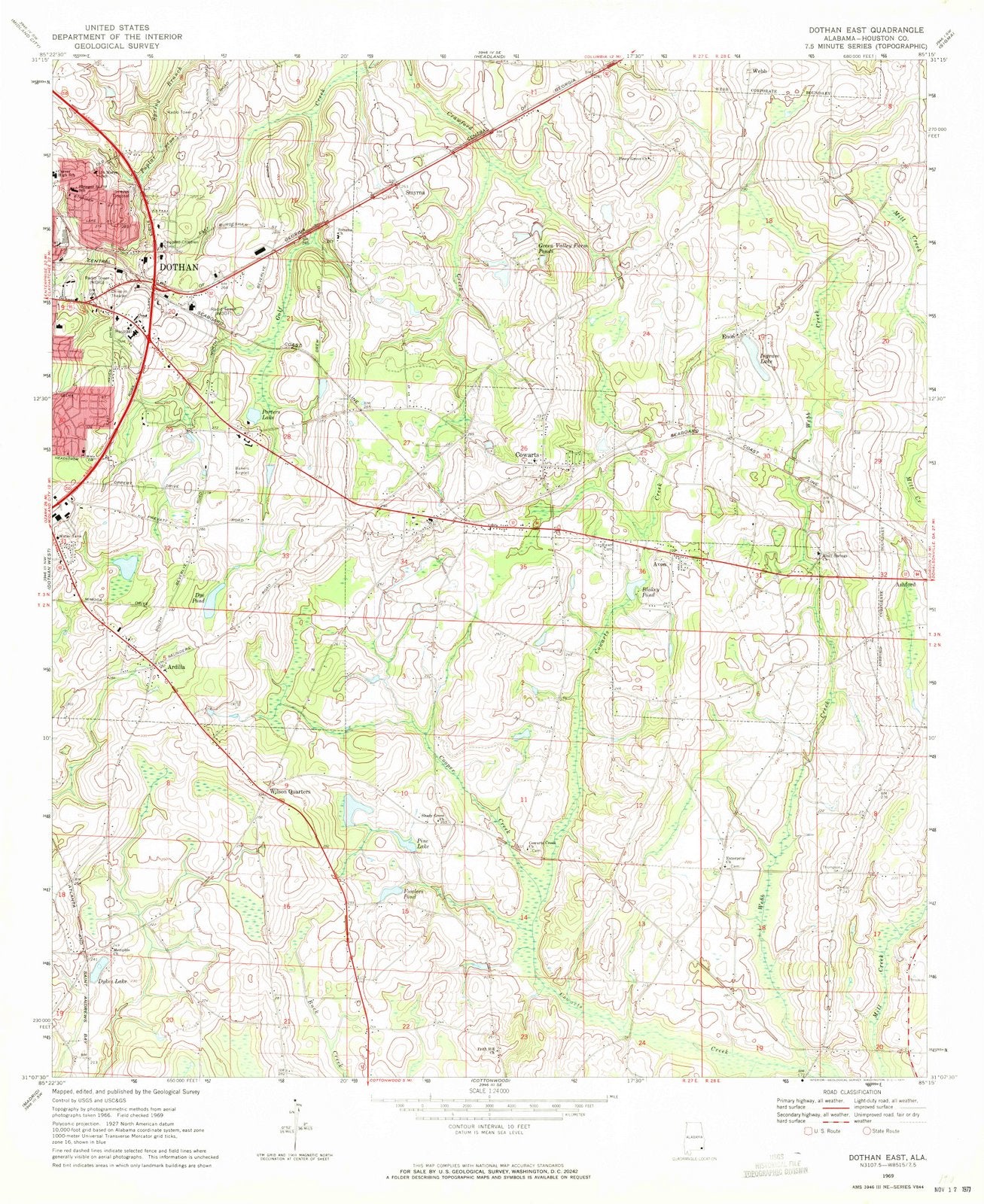 1969 Dothan East, AL - Alabama - USGS Topographic Map