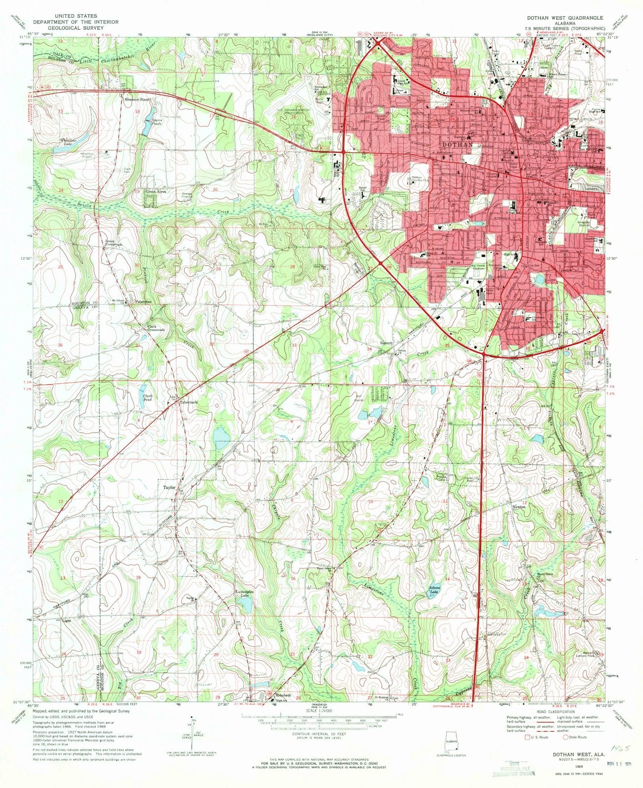 1969 Dothan West, AL - Alabama - USGS Topographic Map