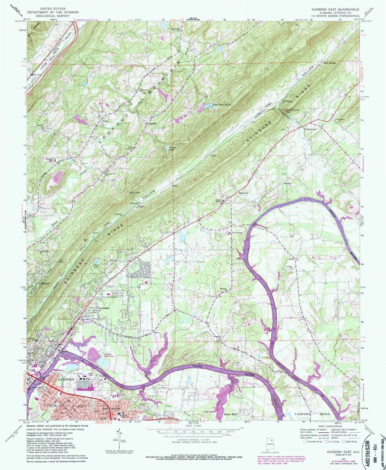1967 Gadsden East, AL - Alabama - USGS Topographic Map