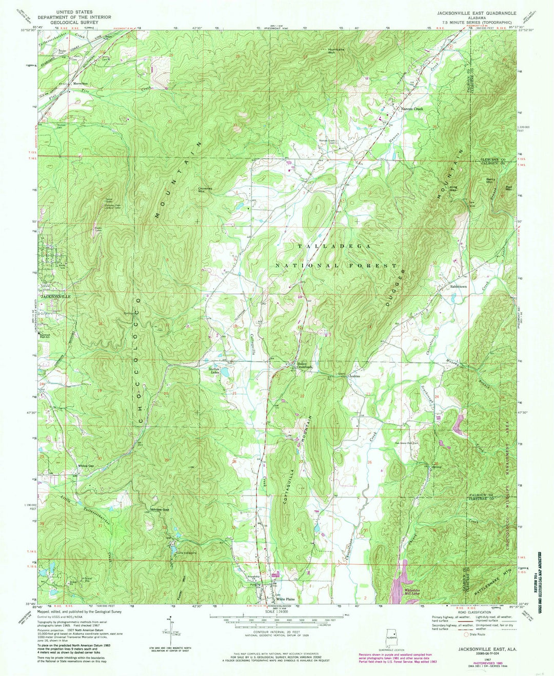 1967 Jacksonville, AL - Alabama - USGS Topographic Map