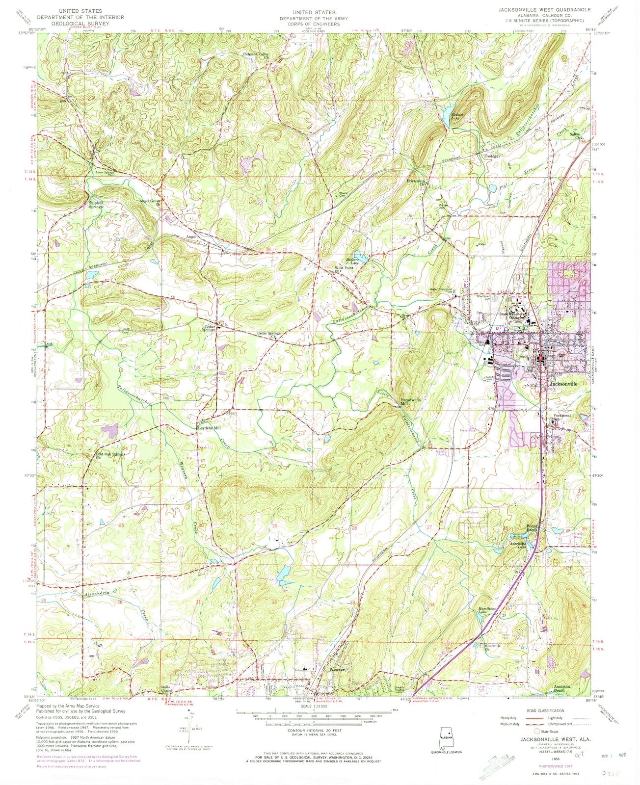 1956 Jacksonville, AL - Alabama - USGS Topographic Map