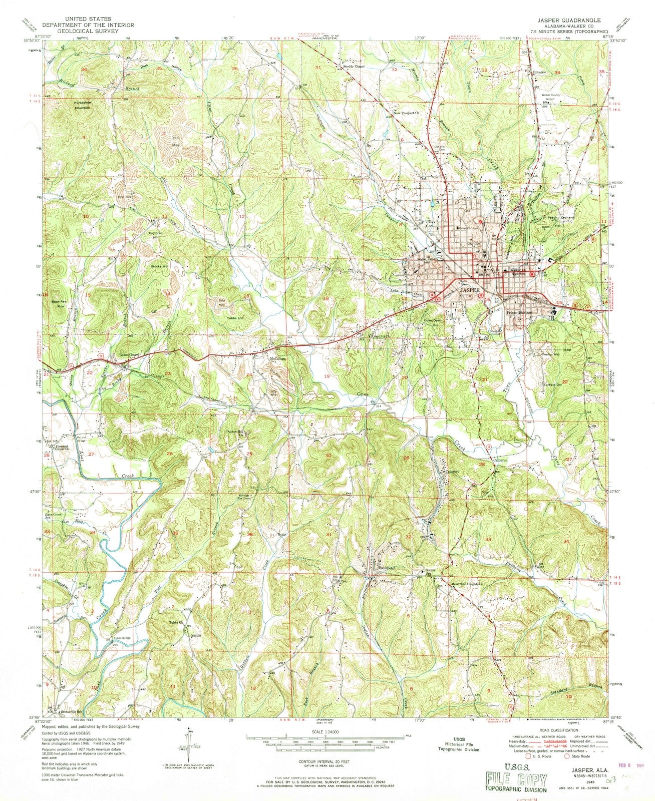 1949 Jasper, AL - Alabama - USGS Topographic Map