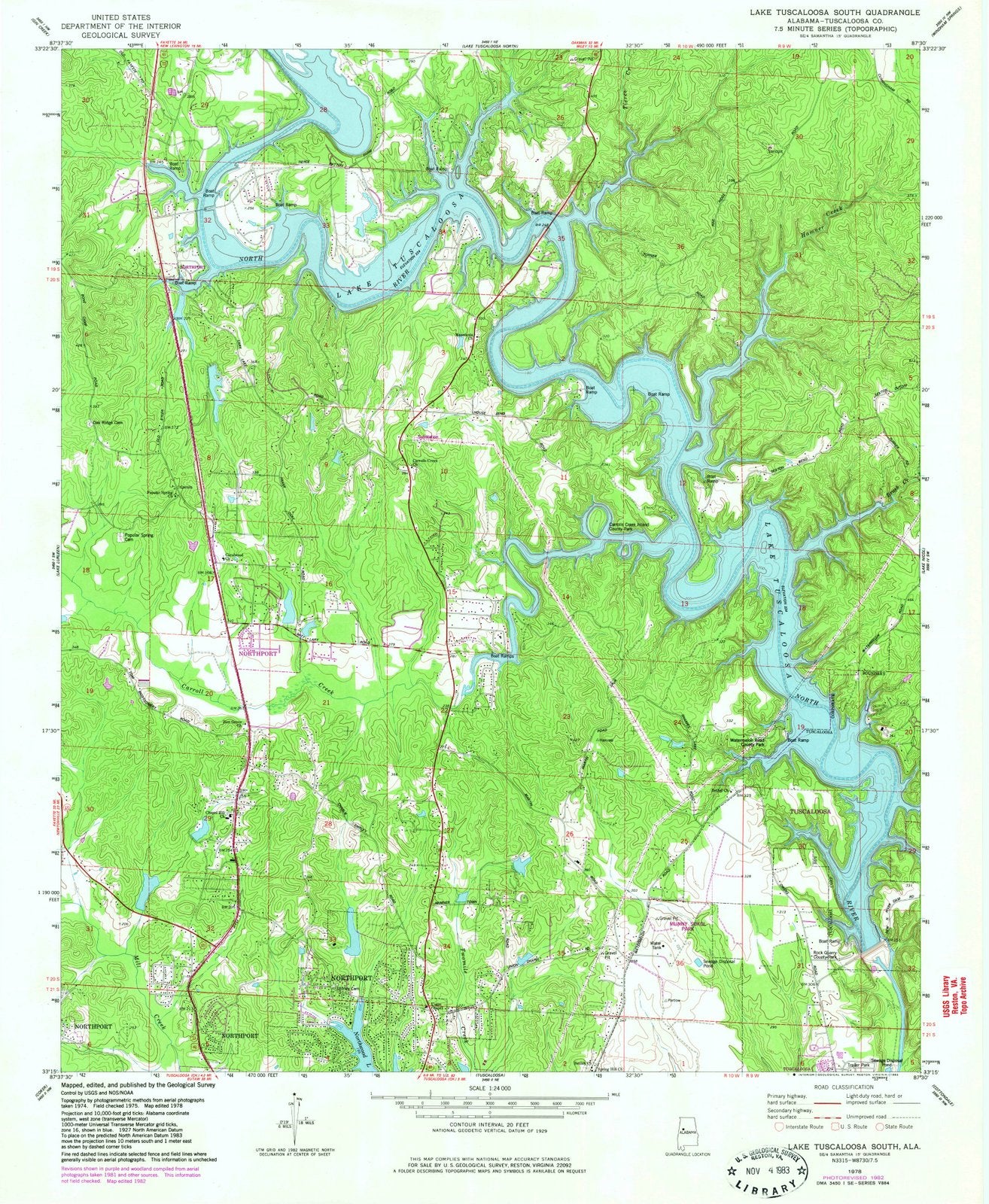 1978 Lake Tuscaloosa South, AL - Alabama - USGS Topographic Map