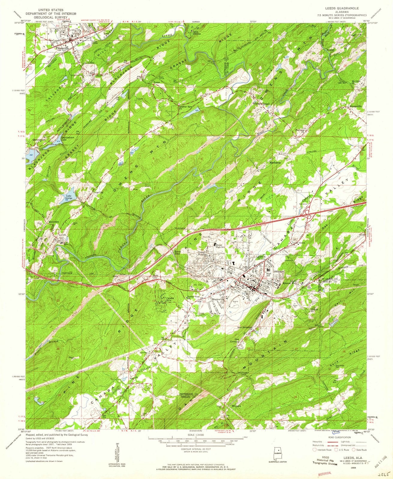 1959 Leeds, AL - Alabama - USGS Topographic Map