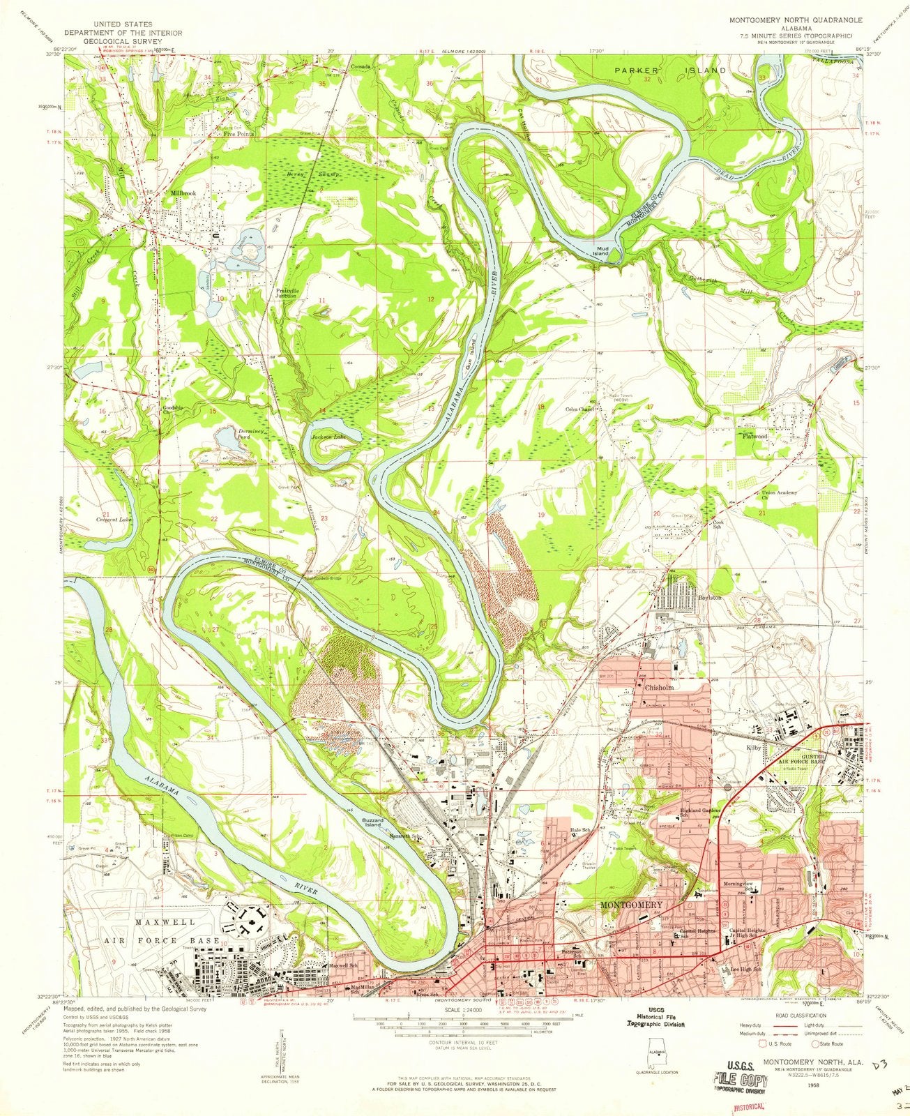 1958 Montgomery North, AL - Alabama - USGS Topographic Map