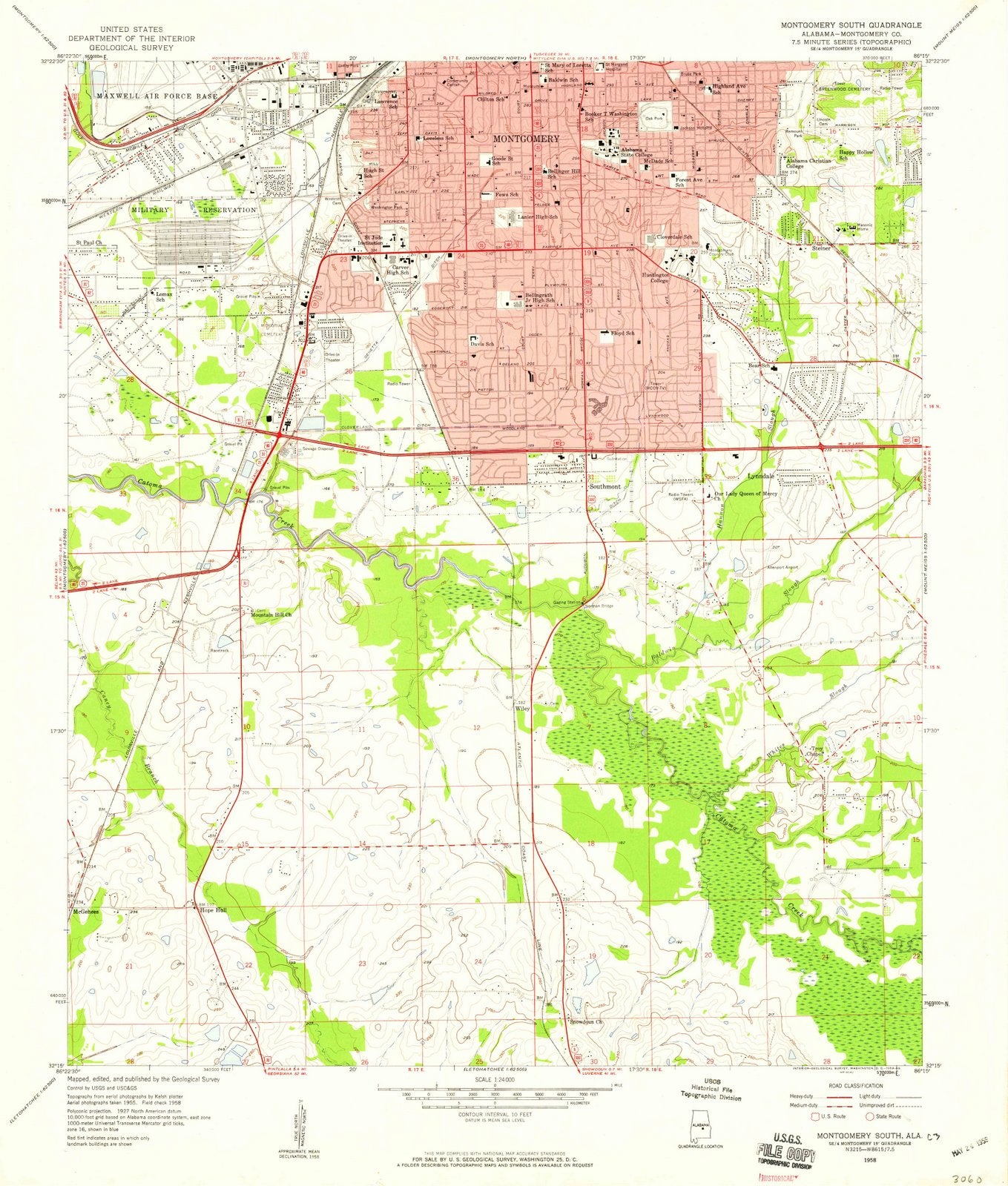 1958 Montgomery South, AL - Alabama - USGS Topographic Map