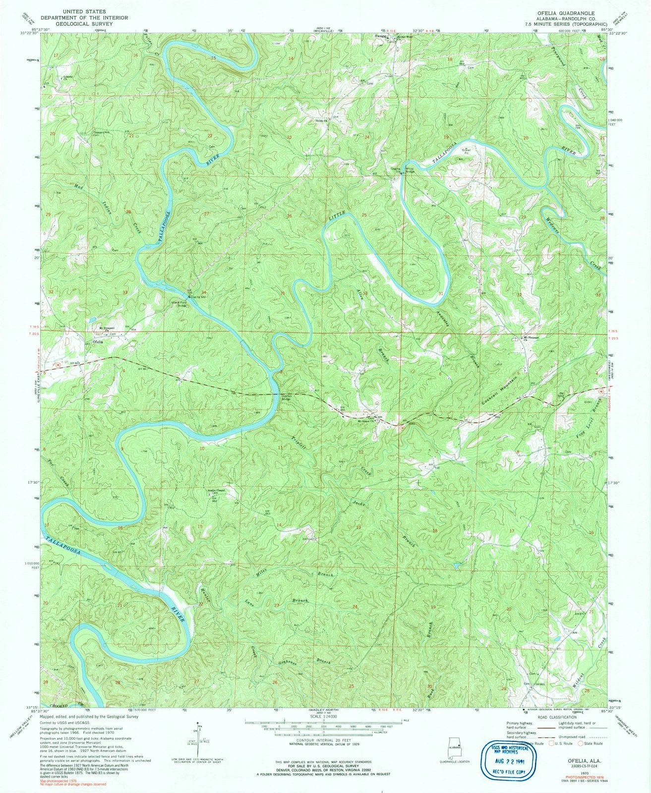 1970 Ofelia, AL - Alabama - USGS Topographic Map