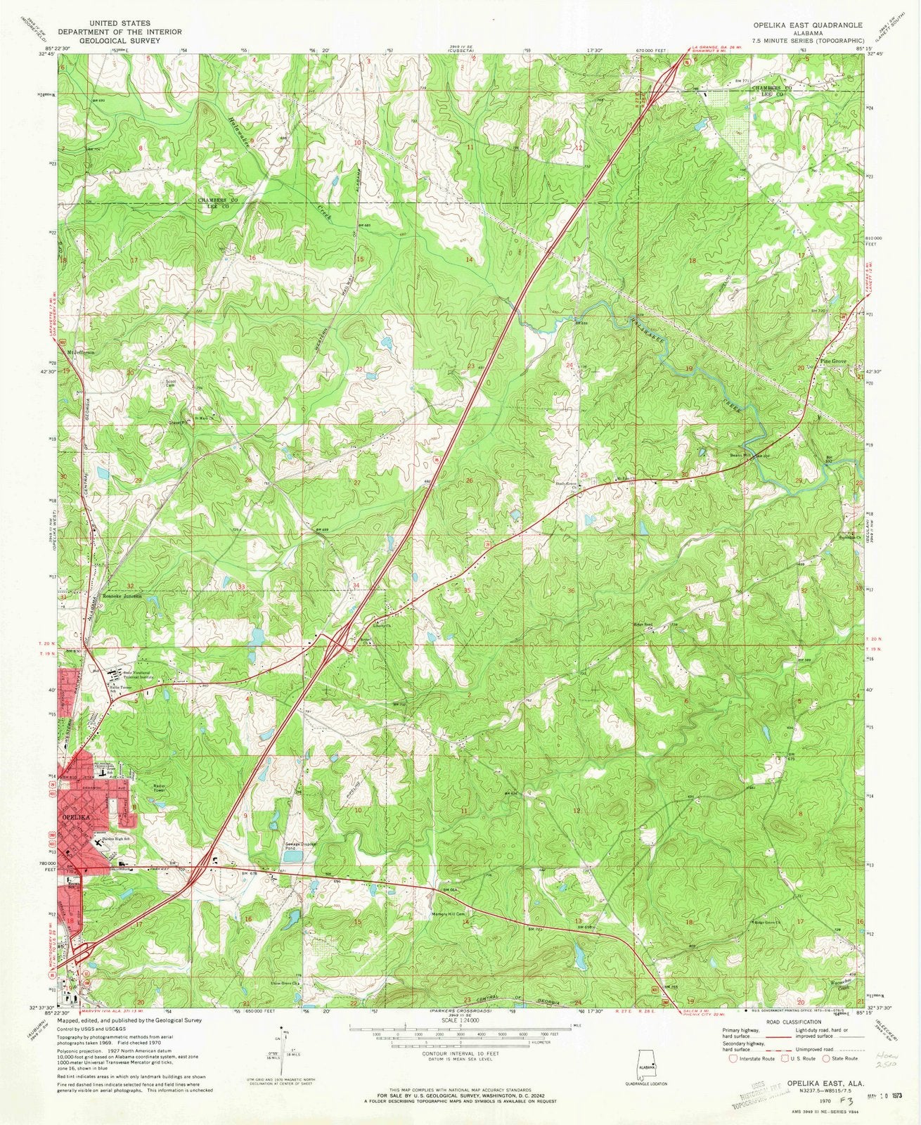 1970 Opelika East, AL - Alabama - USGS Topographic Map