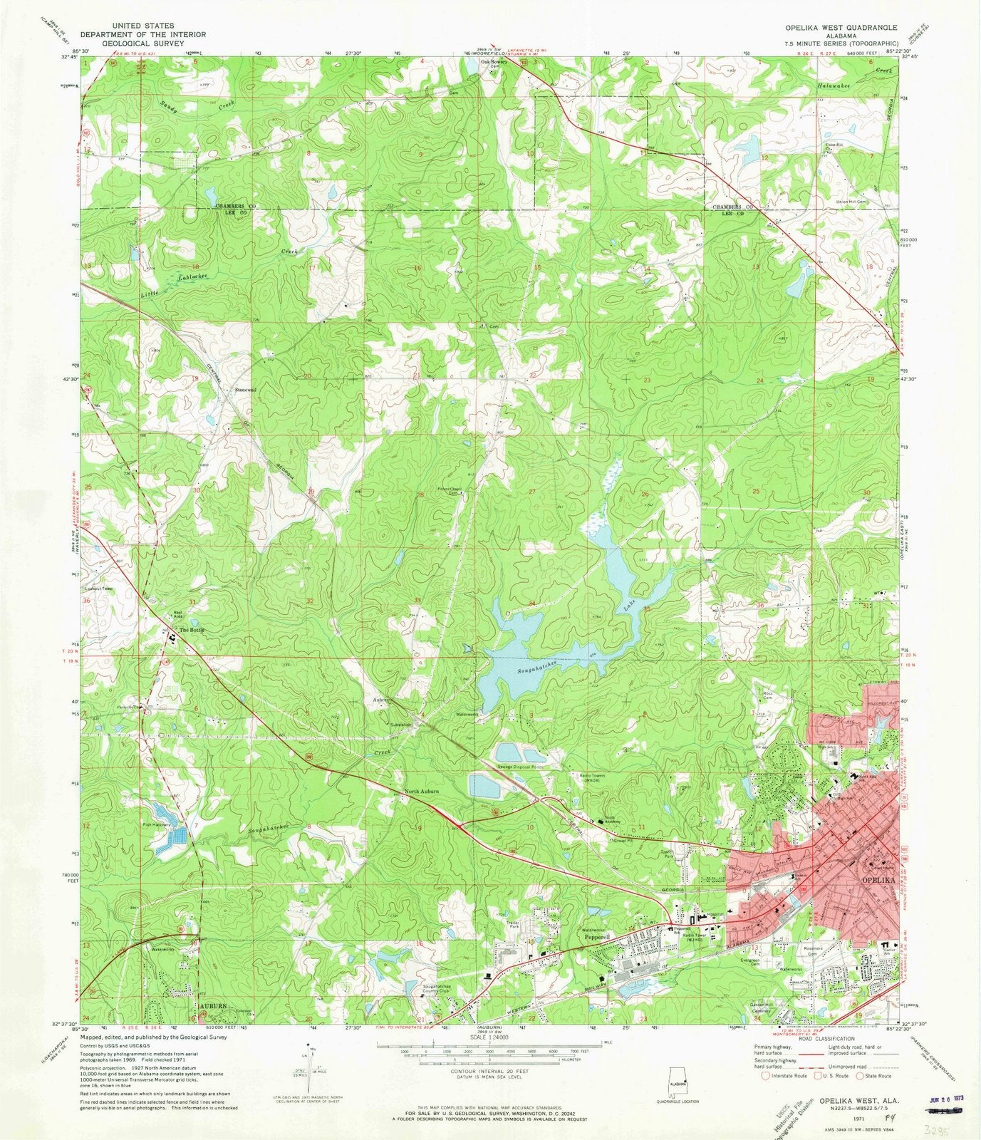 1971 Opelika West, AL - Alabama - USGS Topographic Map