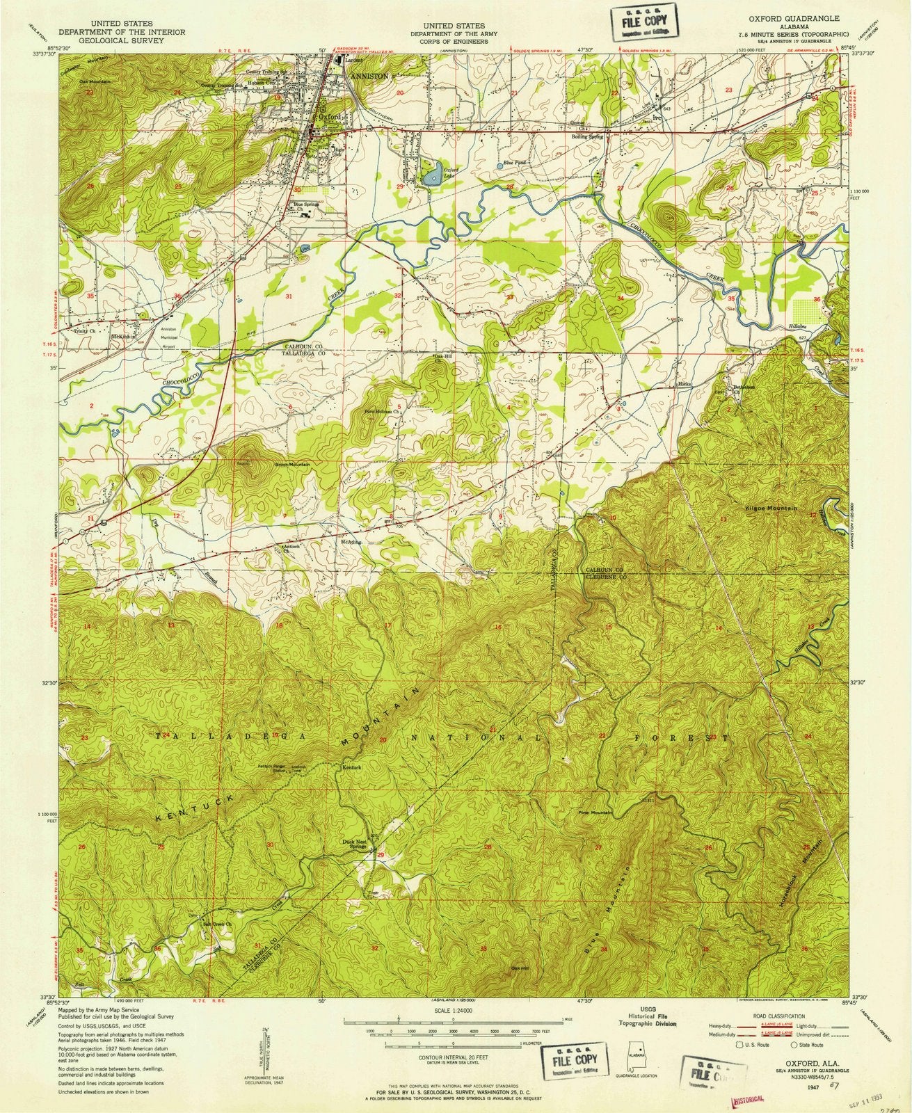 1947 Oxford, AL - Alabama - USGS Topographic Map