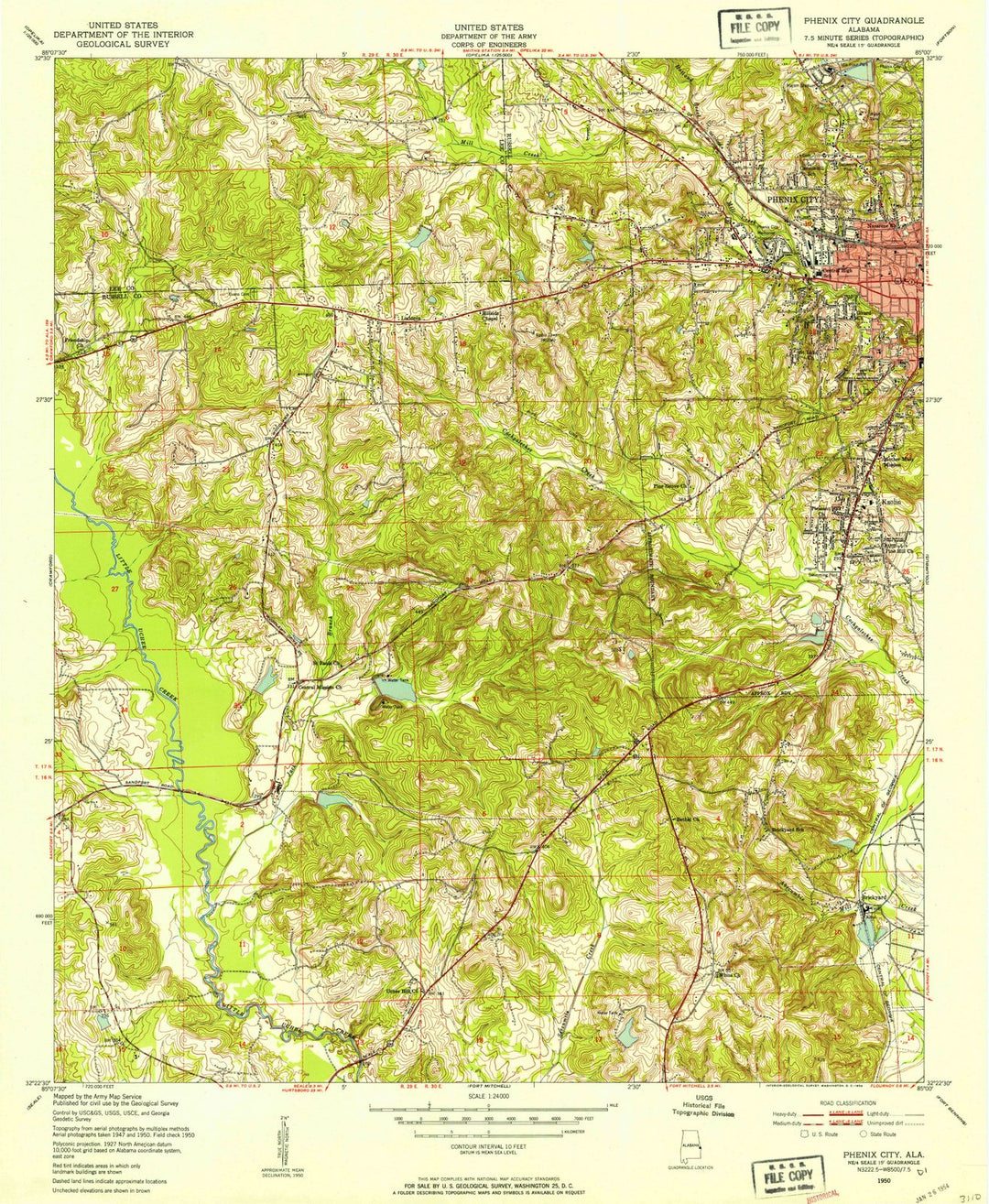 1950 Phenix City, AL - Alabama - USGS Topographic Map