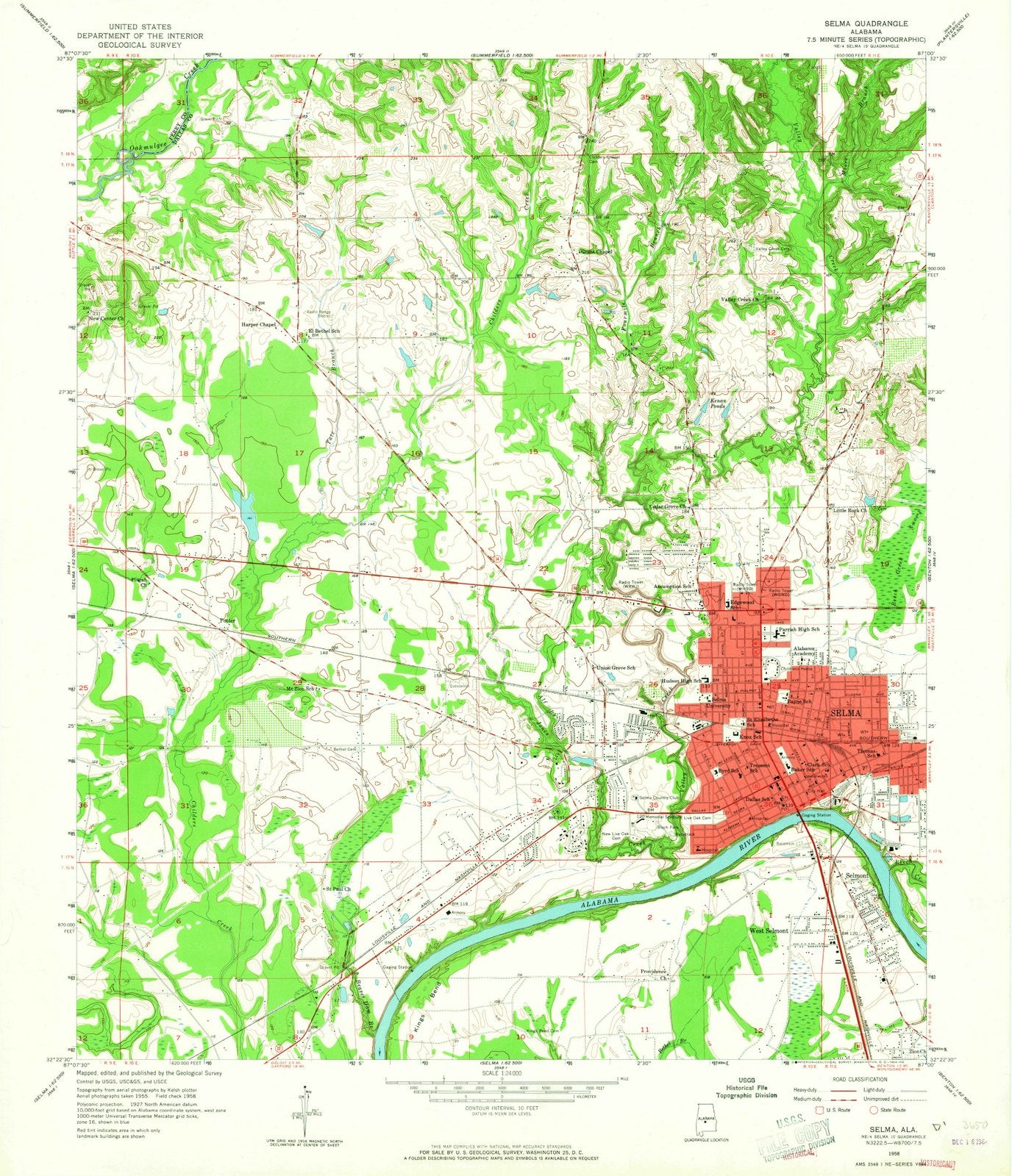 1958 Selma, AL - Alabama - USGS Topographic Map