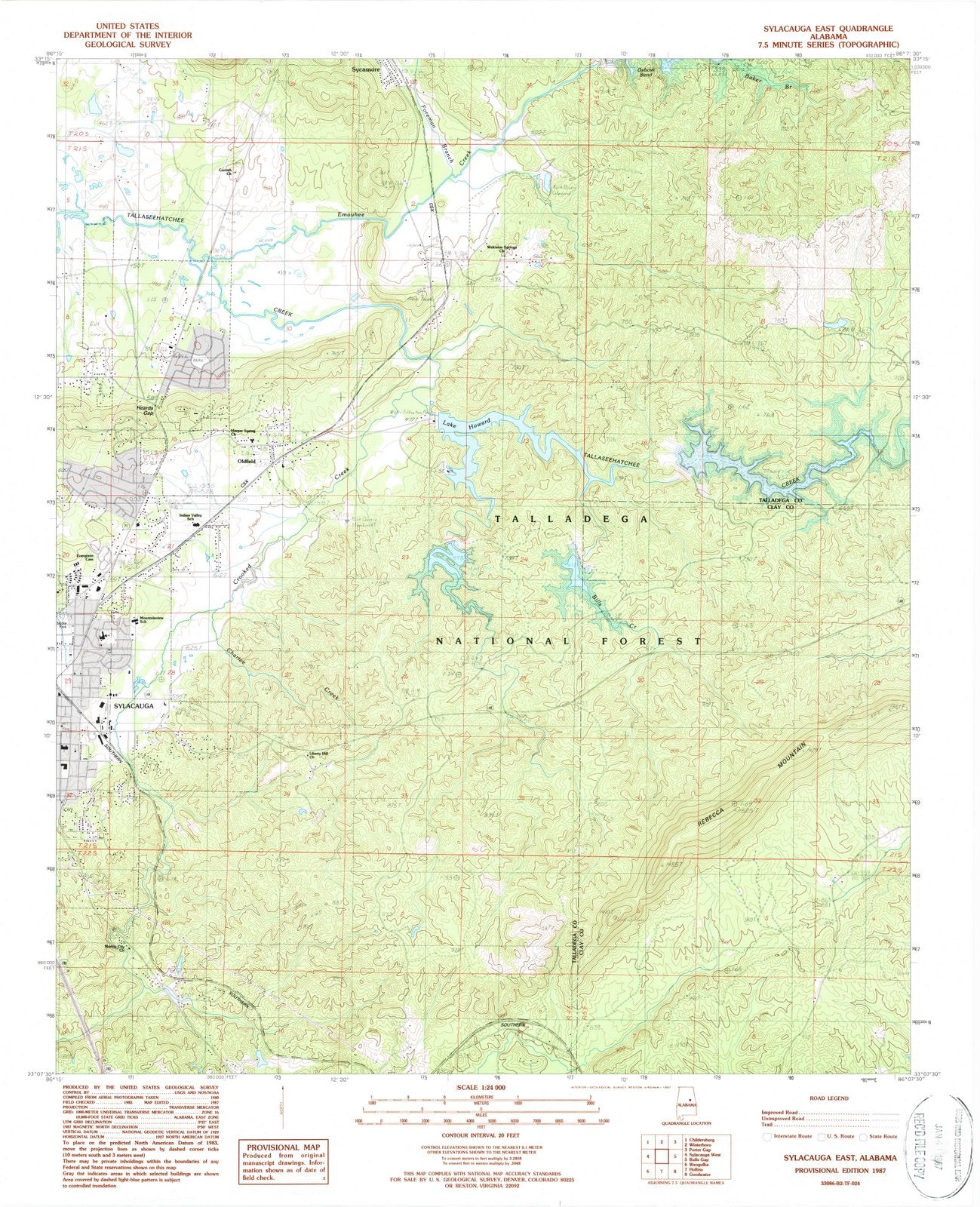 1987 Sylacauga, AL - Alabama - USGS Topographic Map