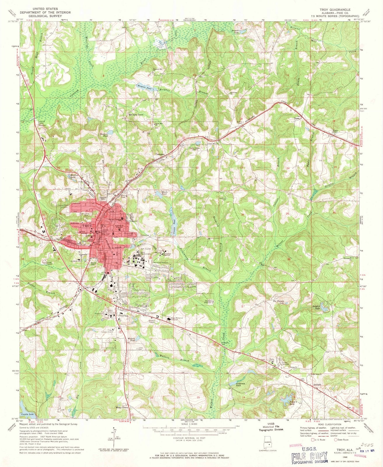 1968 Troy, AL - Alabama - USGS Topographic Map