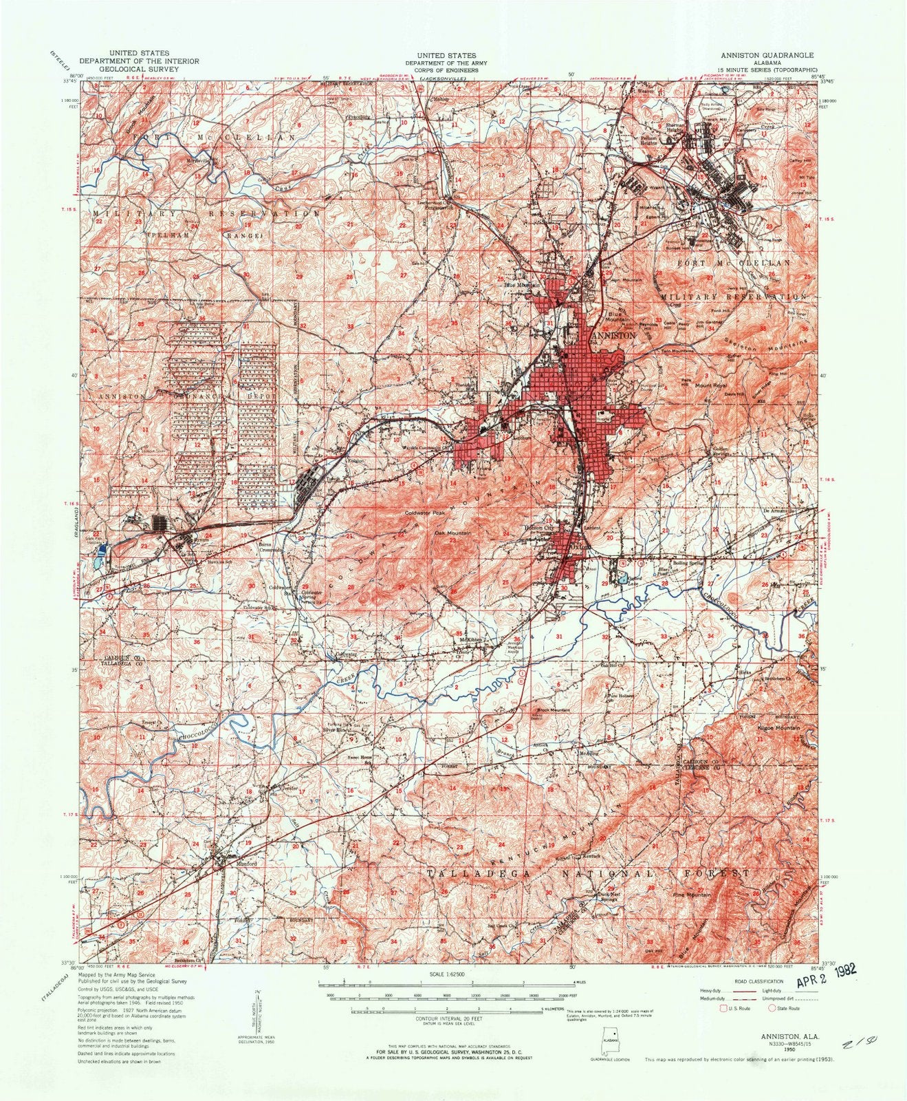 1950 Anniston, AL - Alabama - USGS Topographic Map