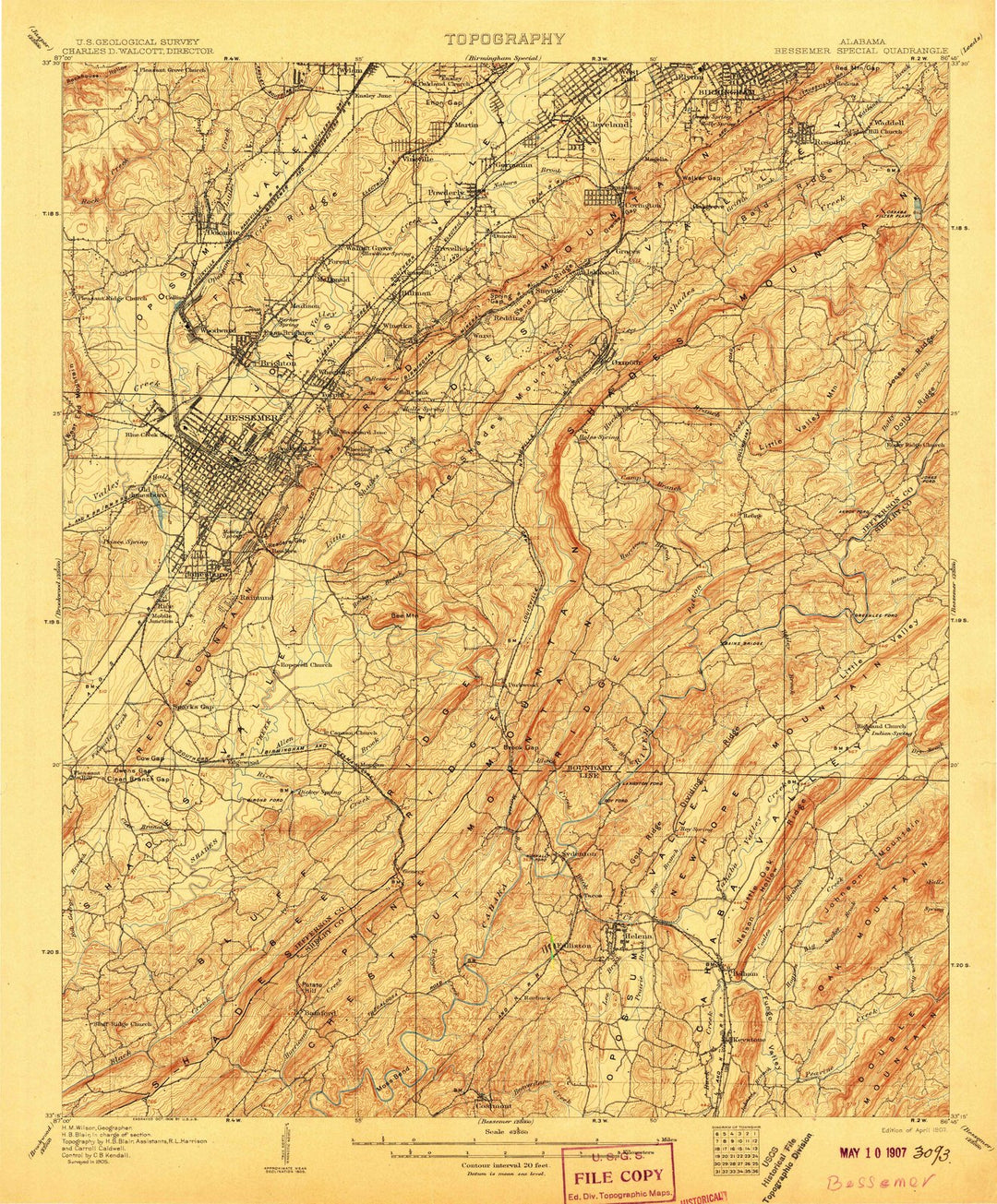 1907 Bessemer Special, AL - Alabama - USGS Topographic Map