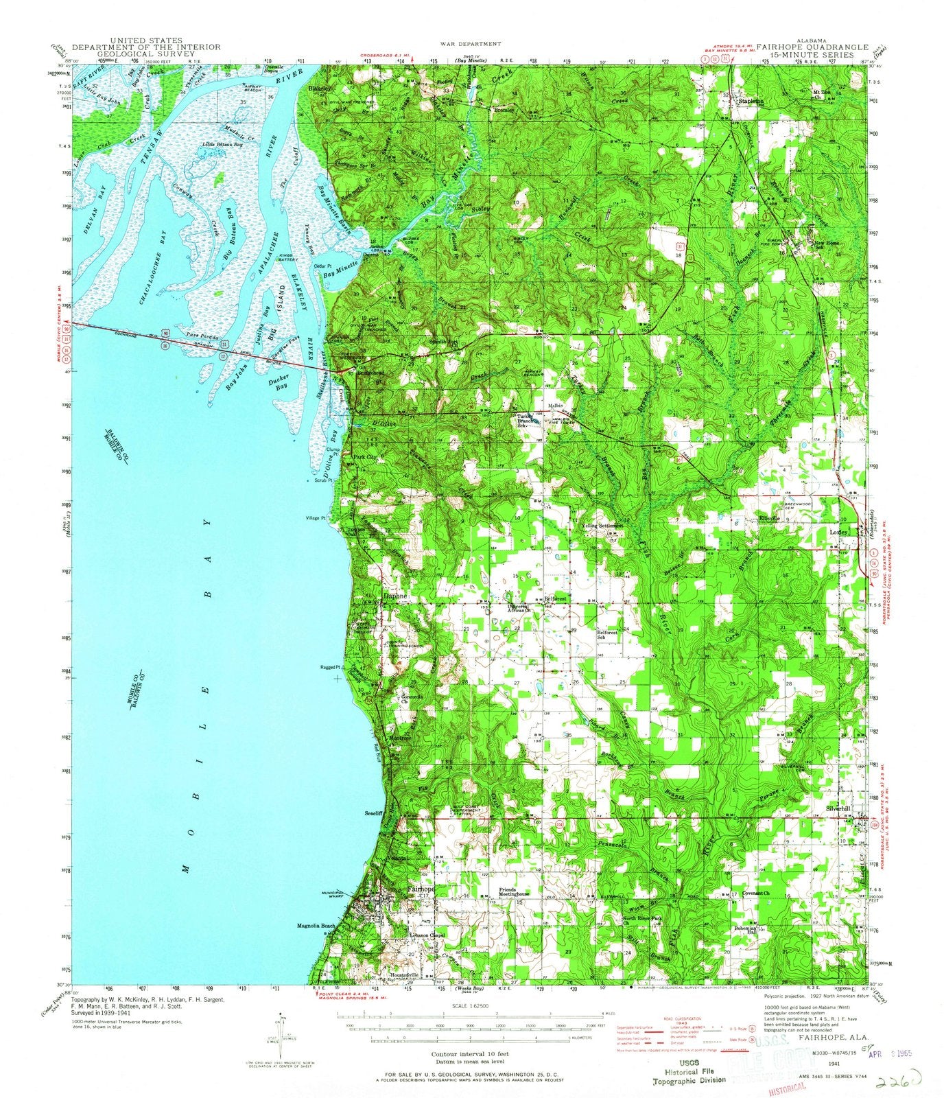 1941 Fairhope, AL - Alabama - USGS Topographic Map