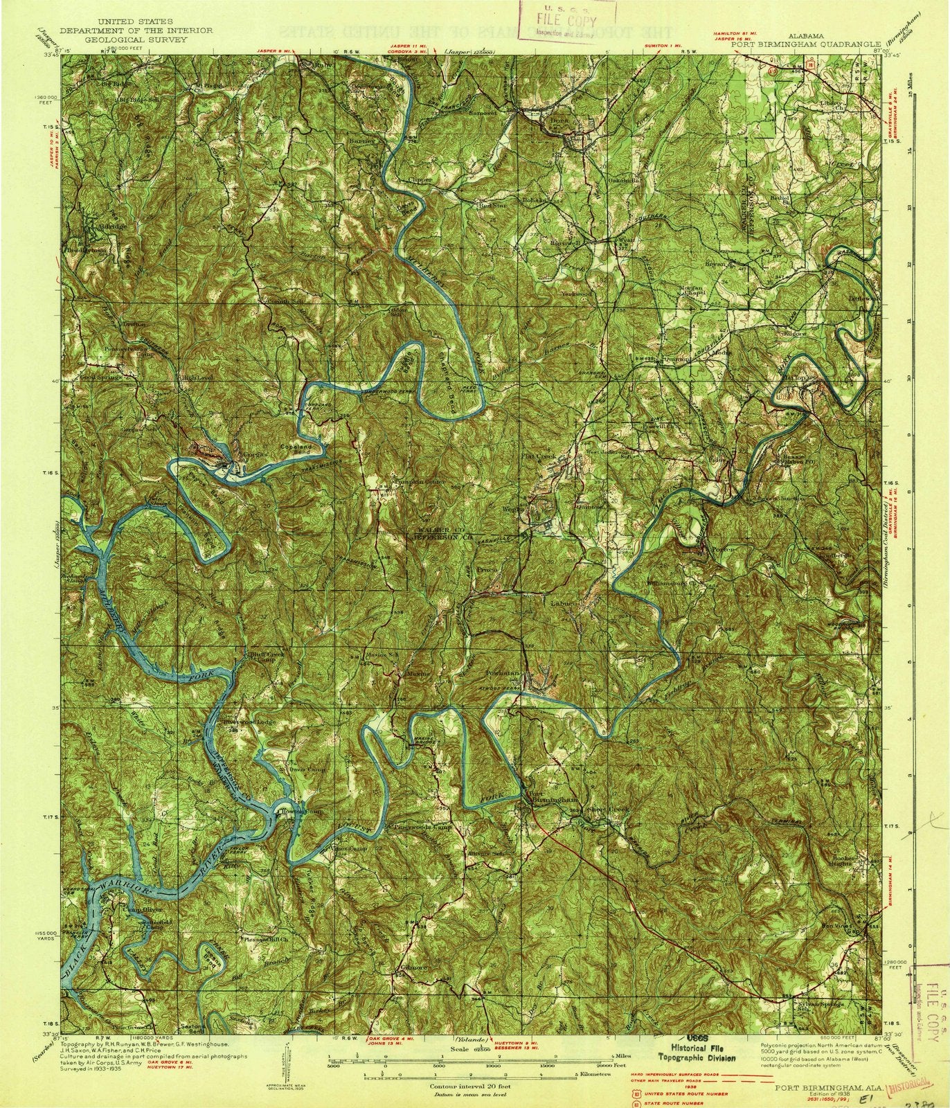 1938 Port Birmingham, AL - Alabama - USGS Topographic Map