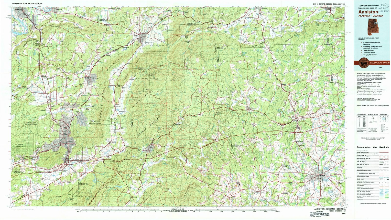1981 Anniston, AL - Alabama - USGS Topographic Map