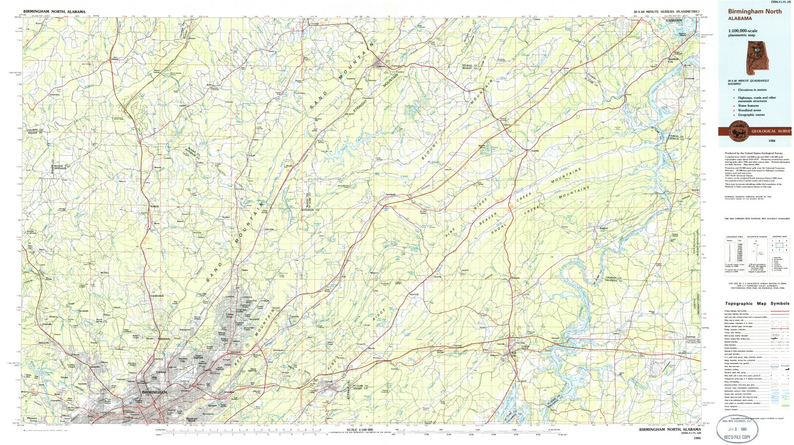 1984 Birmingham North, AL - Alabama - USGS Topographic Map
