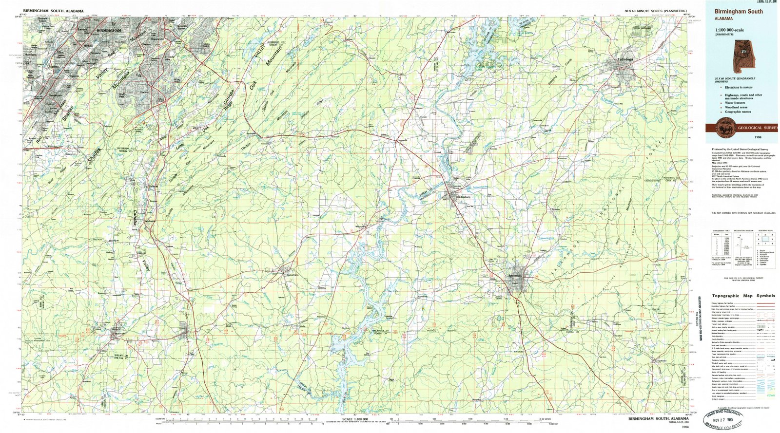 1984 Birmingham South, AL - Alabama - USGS Topographic Map