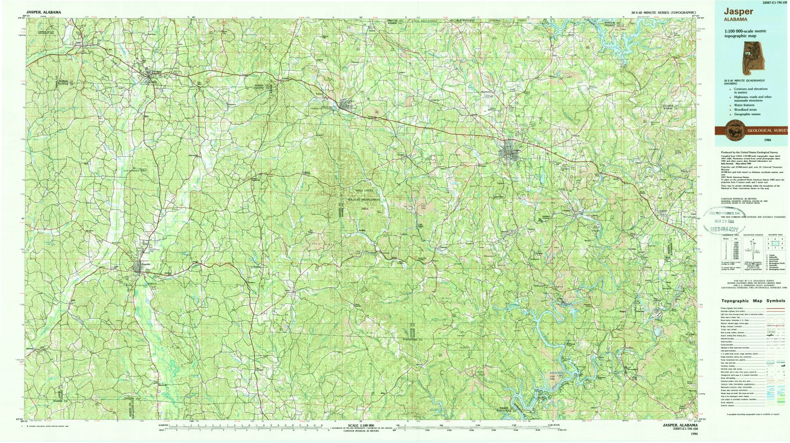 1984 Jasper, AL - Alabama - USGS Topographic Map