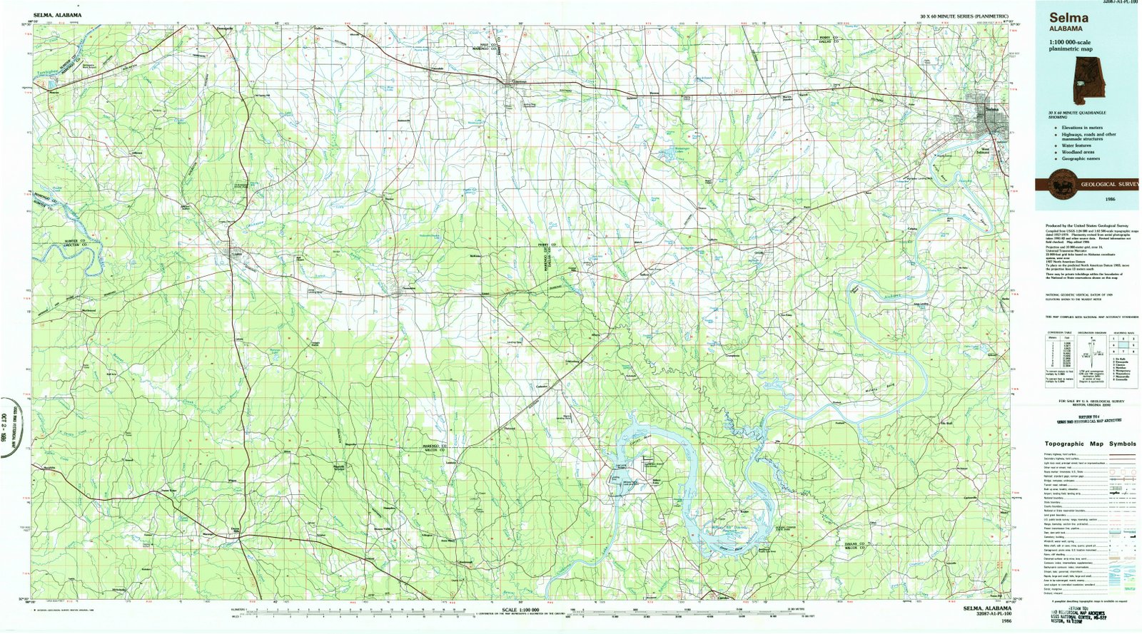 1986 Selma, AL - Alabama - USGS Topographic Map