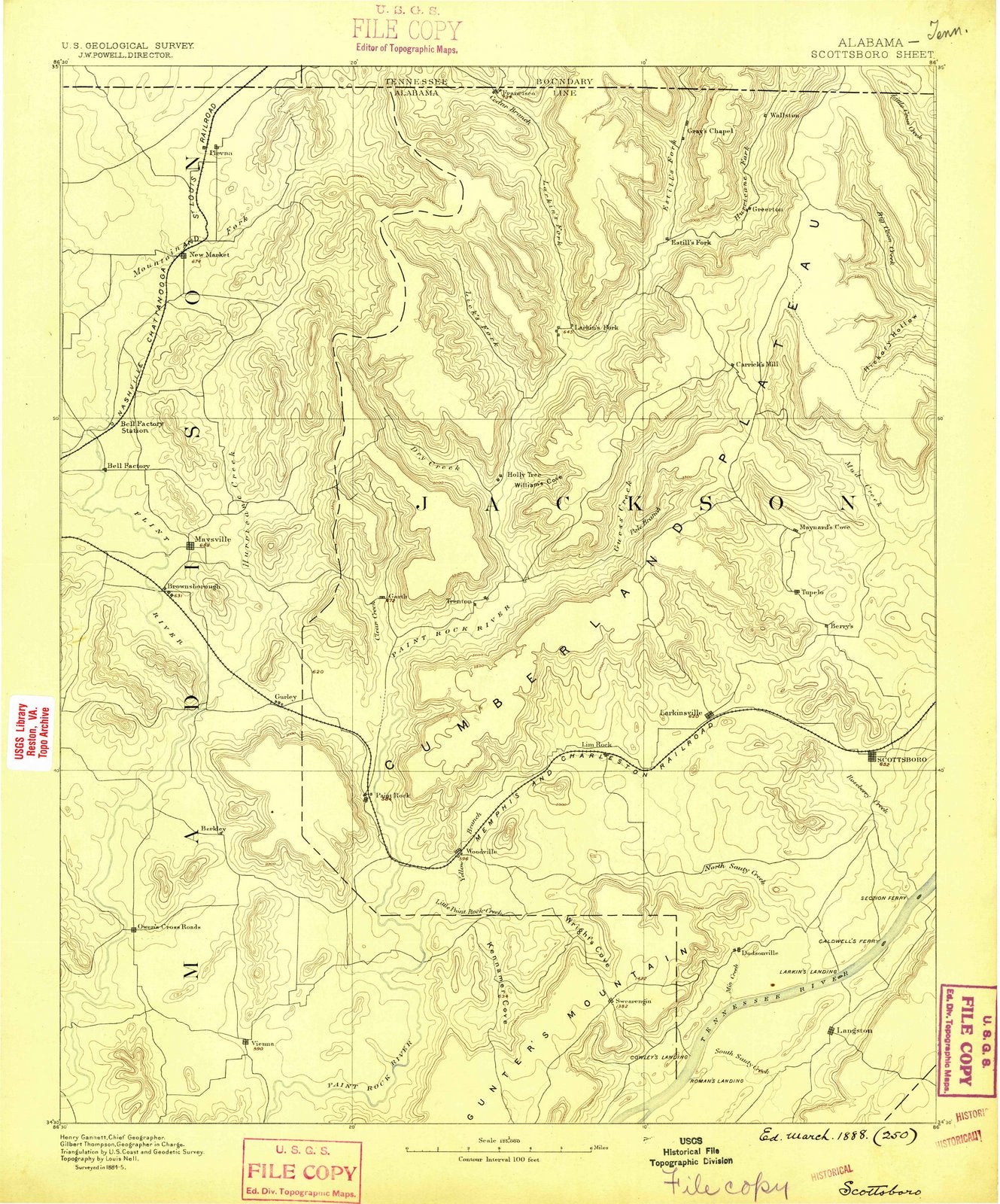 1888 Scottsboro, AL - Alabama - USGS Topographic Map