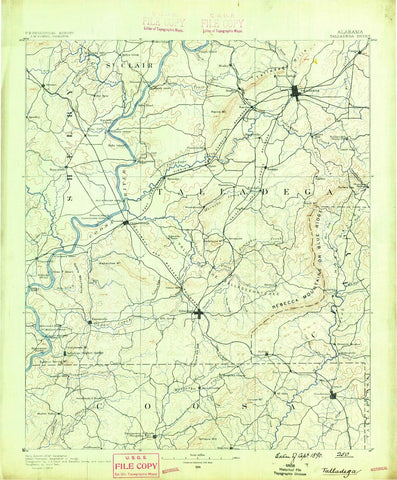 1890 Talladega, AL - Alabama - USGS Topographic Map