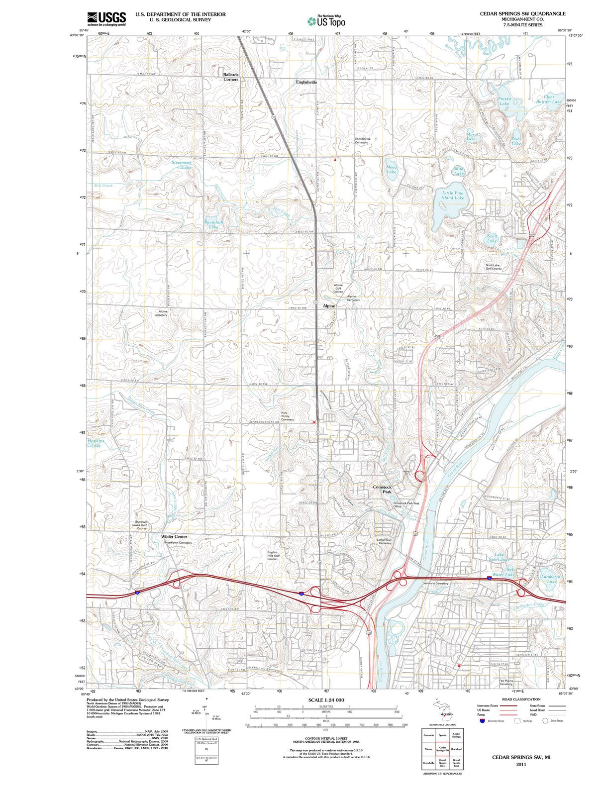 2011 Cedar Springs, MI - Michigan - USGS Topographic Map