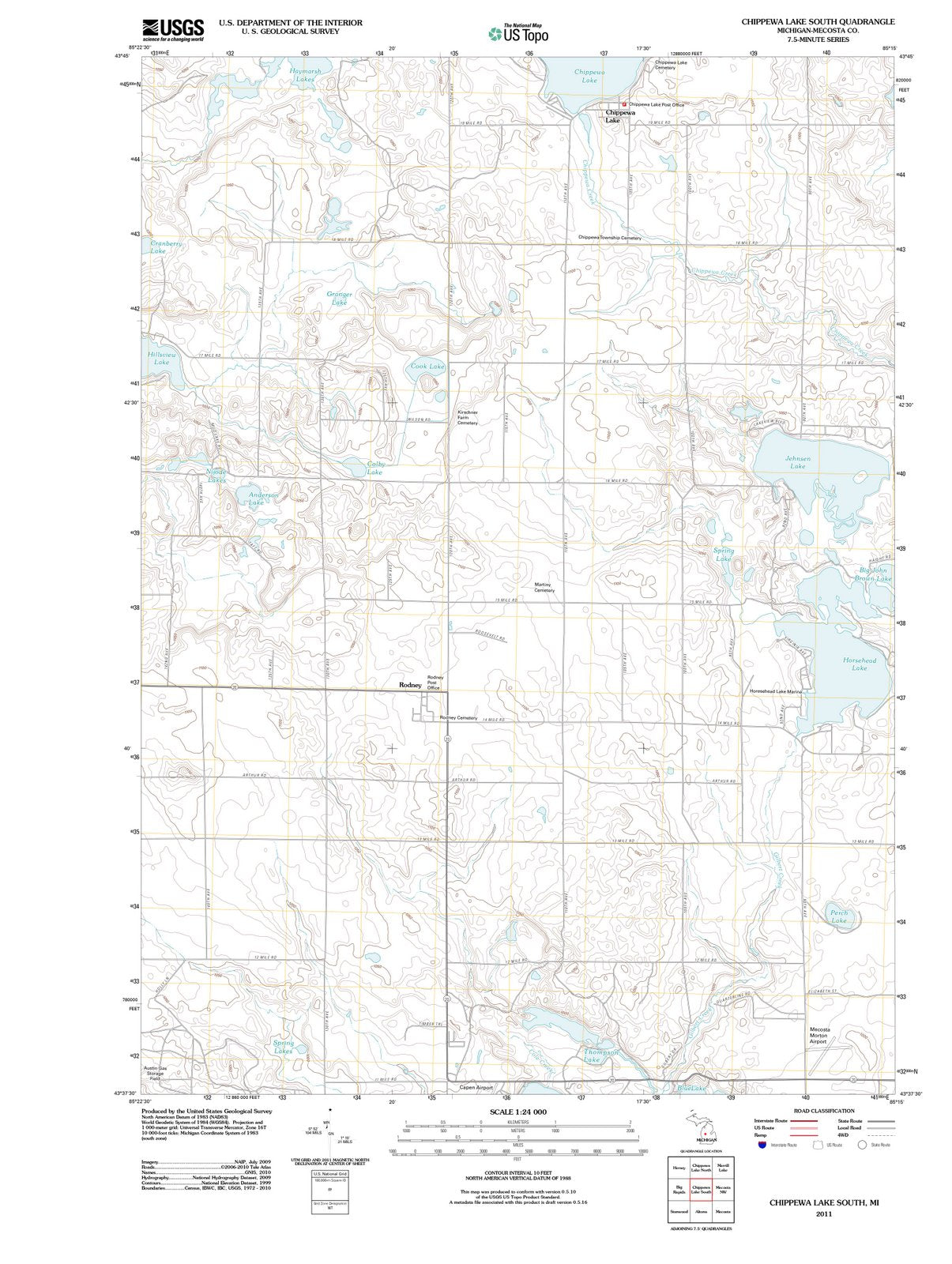 2011 Chippewa Lake South, MI - Michigan - USGS Topographic Map