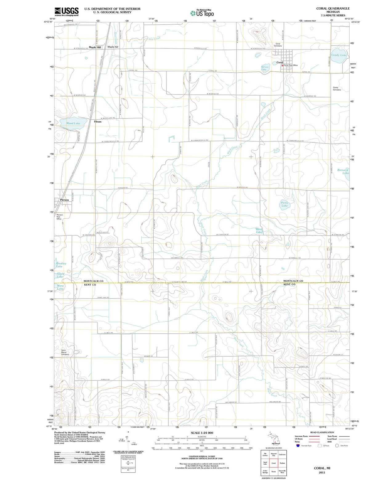 2011 Coral, MI - Michigan - USGS Topographic Map