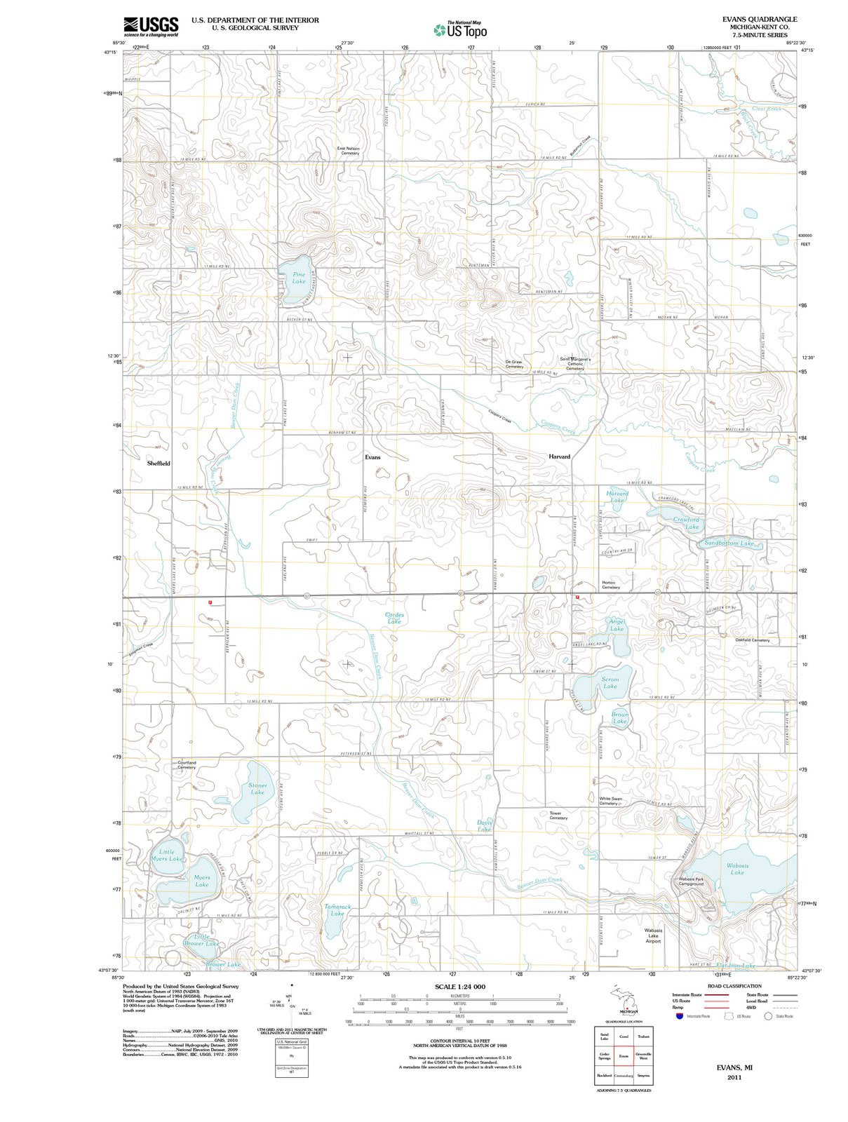 2011 Evans, MI - Michigan - USGS Topographic Map