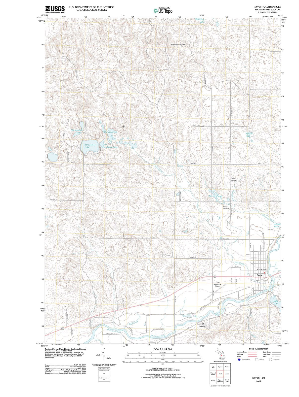 2011 Evart, MI - Michigan - USGS Topographic Map