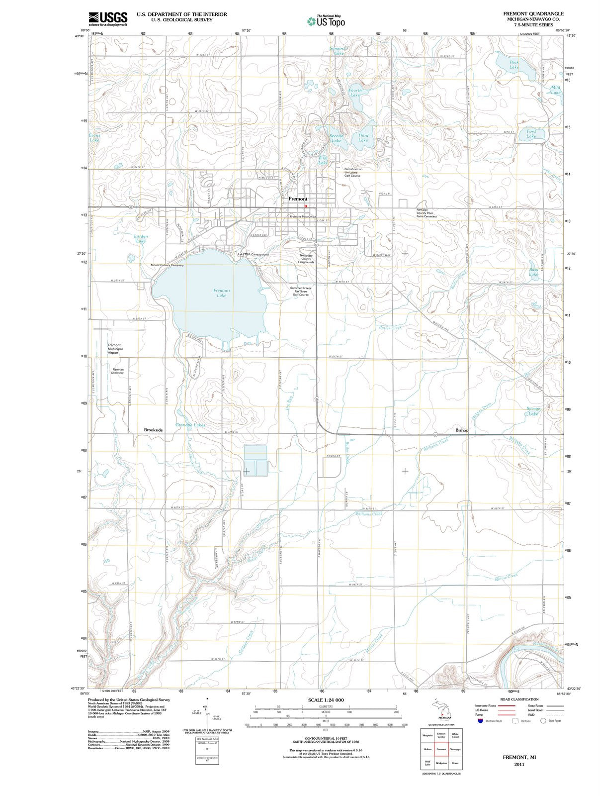 2011 Fremont, MI - Michigan - USGS Topographic Map