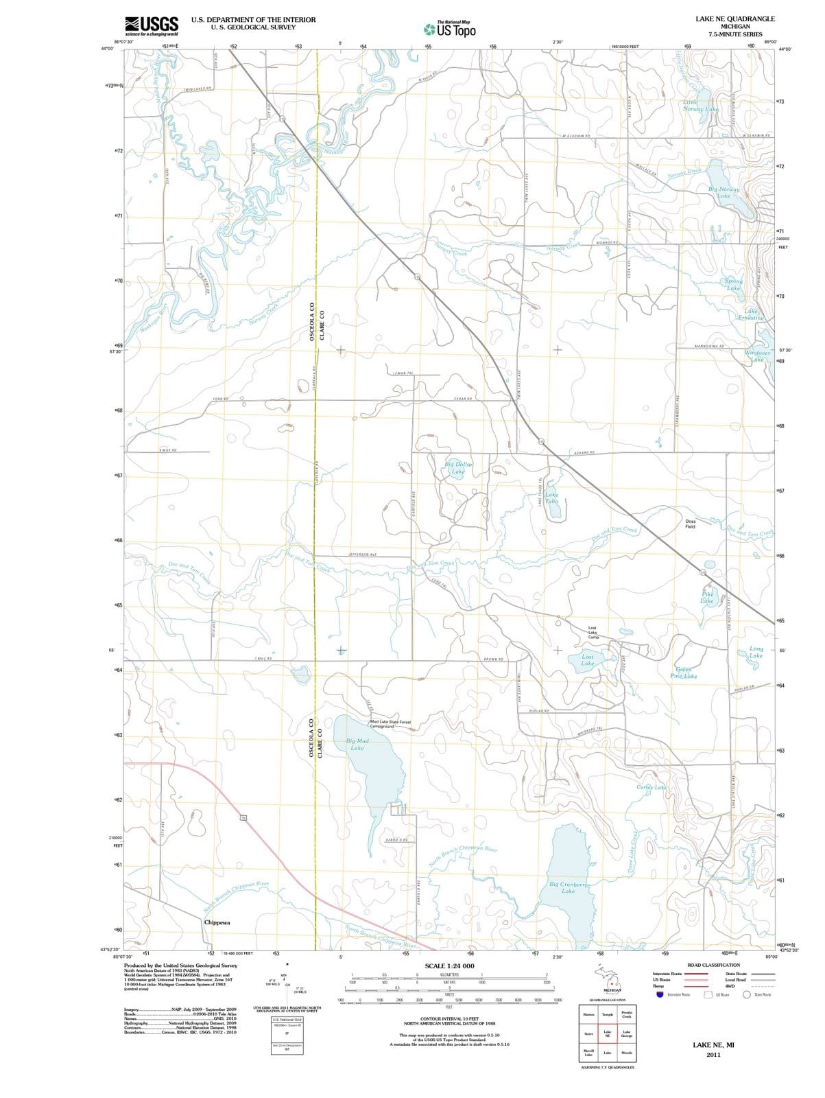 2011 Lake, MI - Michigan - USGS Topographic Map