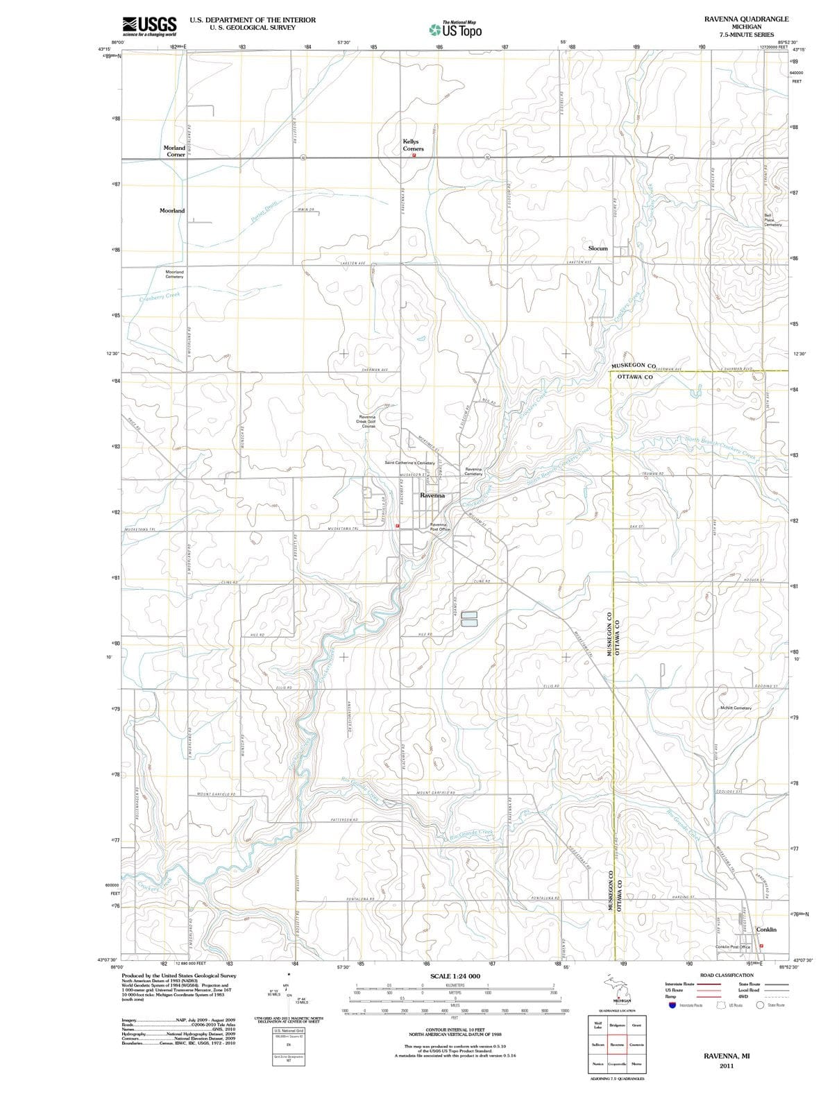 2011 Ravenna, MI - Michigan - USGS Topographic Map