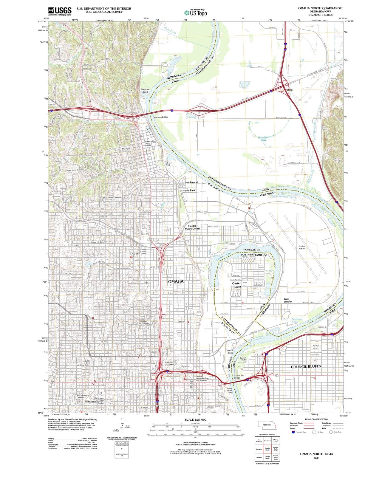 2011 Omaha, NE - Nebraska - USGS Topographic Map
