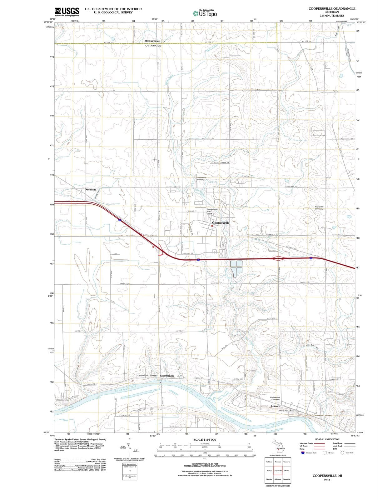 2011 Coopersville, MI - Michigan - USGS Topographic Map