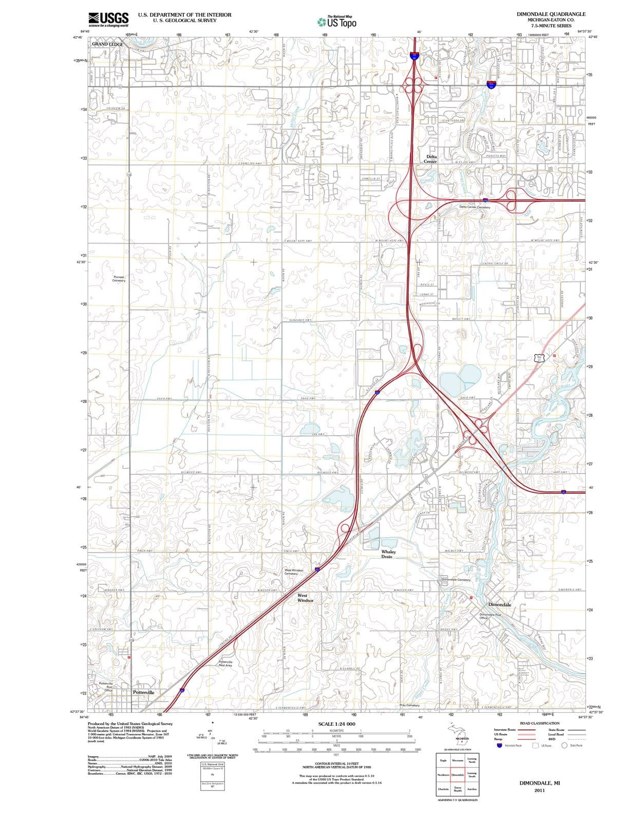 2011 Dimondale, MI - Michigan - USGS Topographic Map