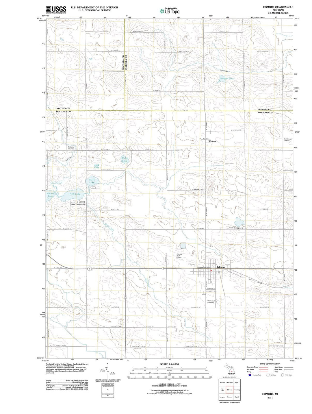 2011 Edmore, MI - Michigan - USGS Topographic Map