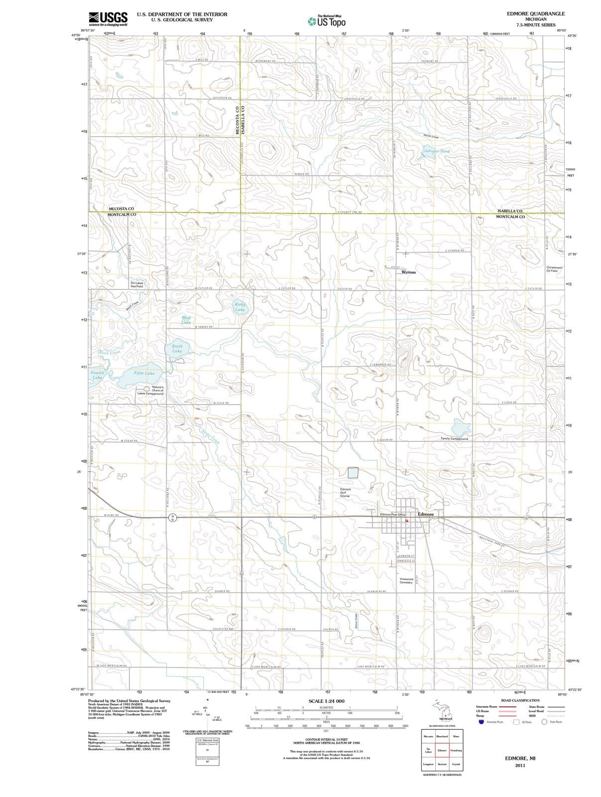 2011 Edmore, MI - Michigan - USGS Topographic Map