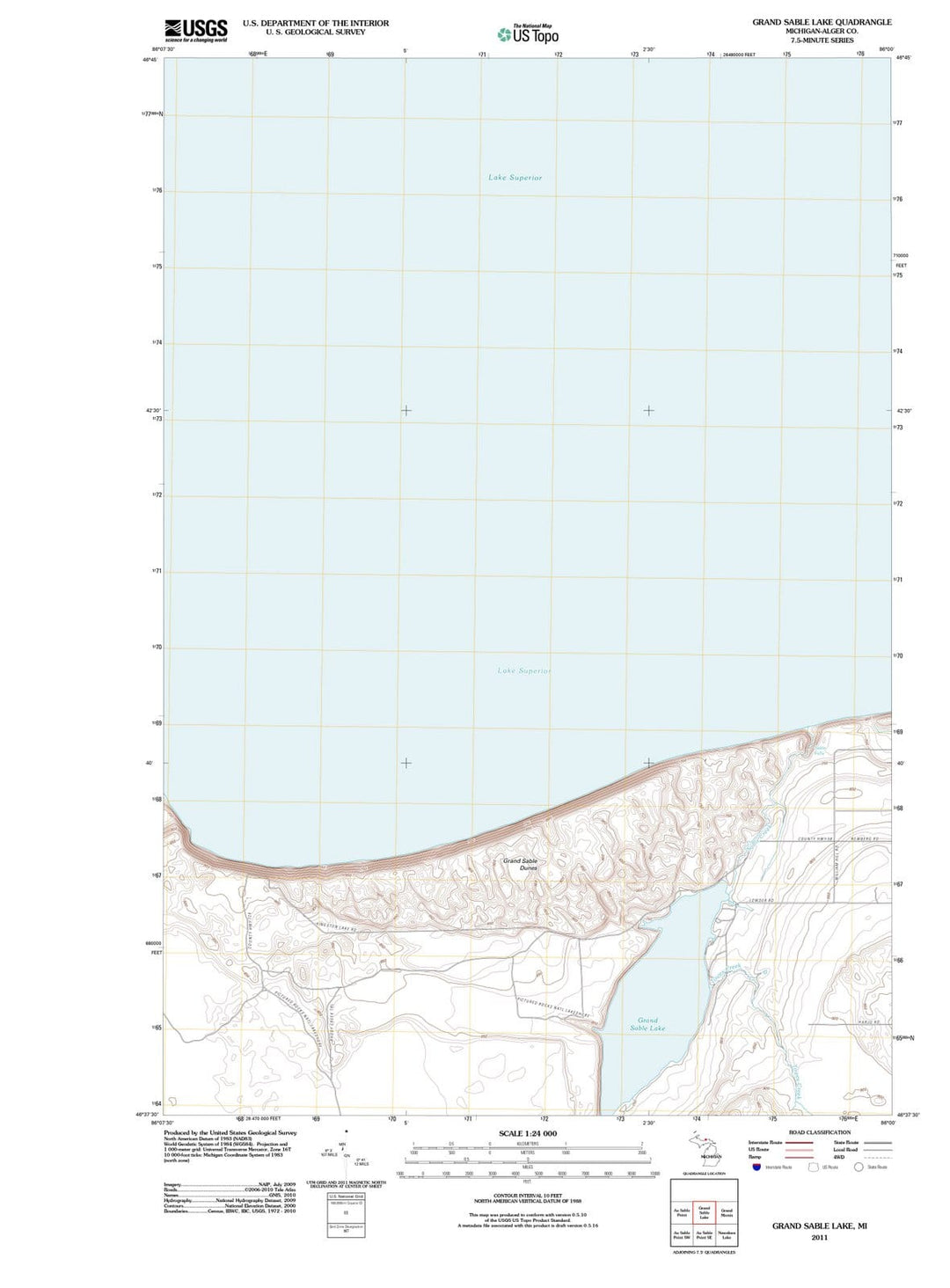 2011 Grand Sable Lake, MI - Michigan - USGS Topographic Map