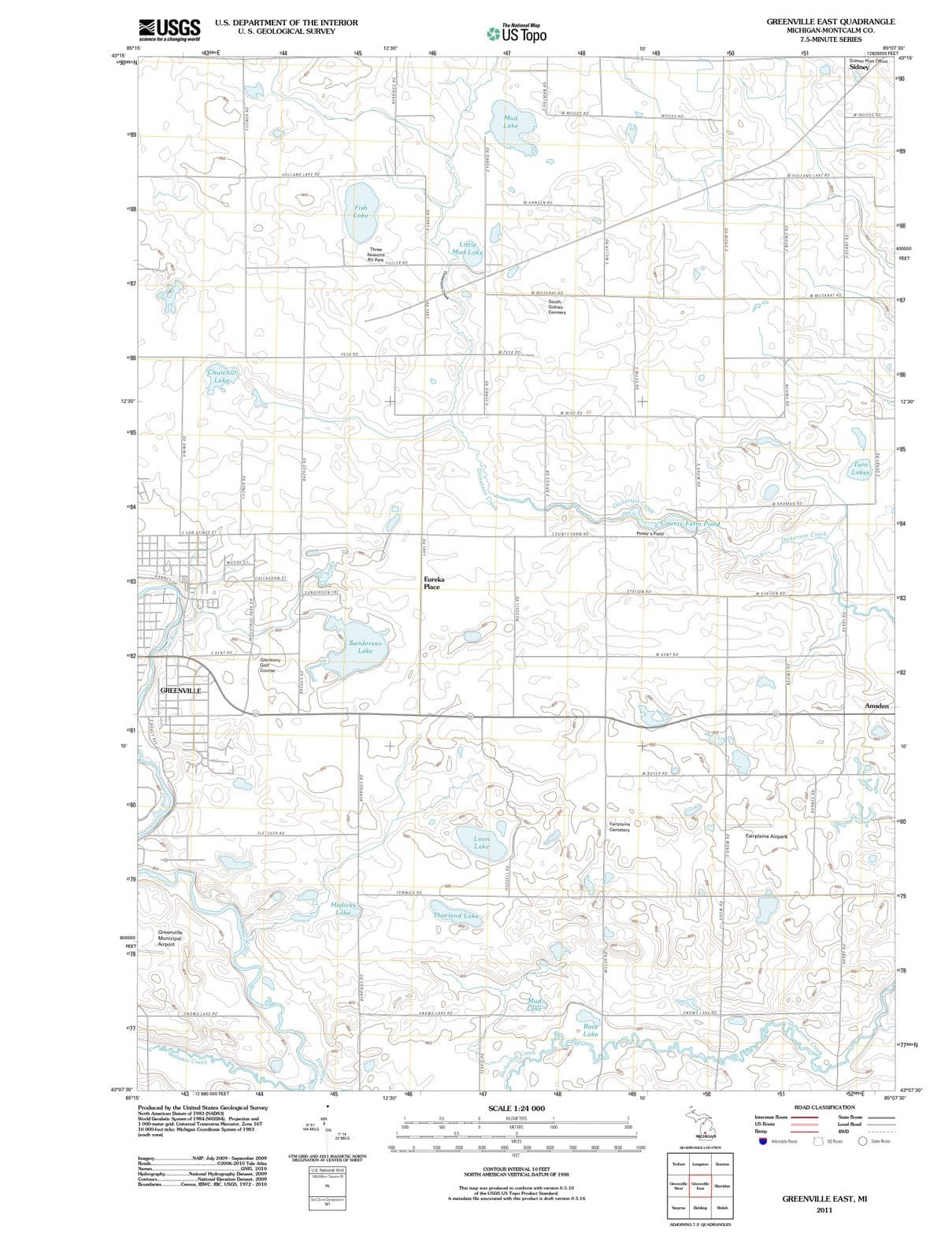 2011 Greenville East, MI - Michigan - USGS Topographic Map