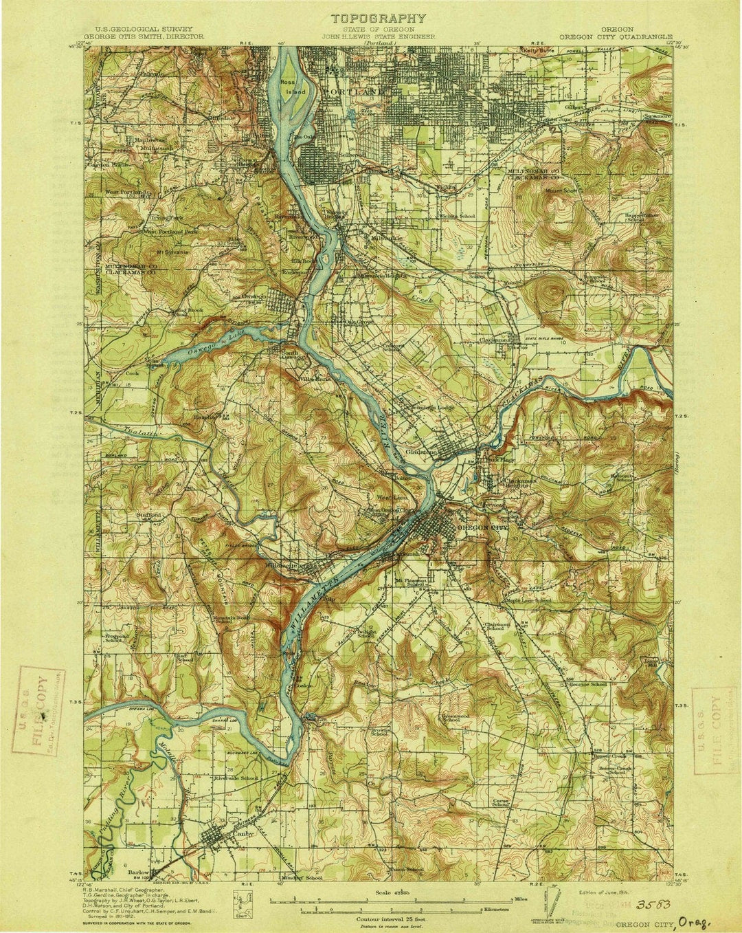 1914 Oregon City, OR - Oregon - USGS Topographic Map