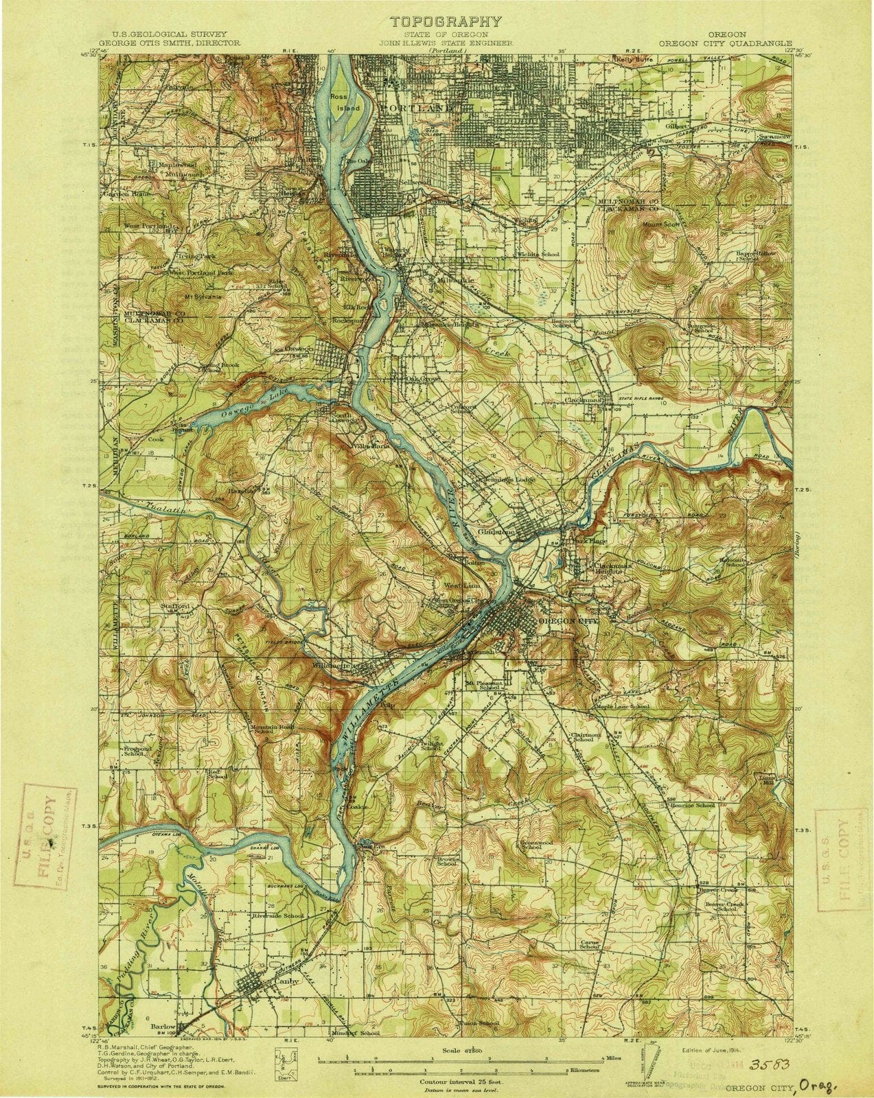 1914 Oregon City, OR - Oregon - USGS Topographic Map